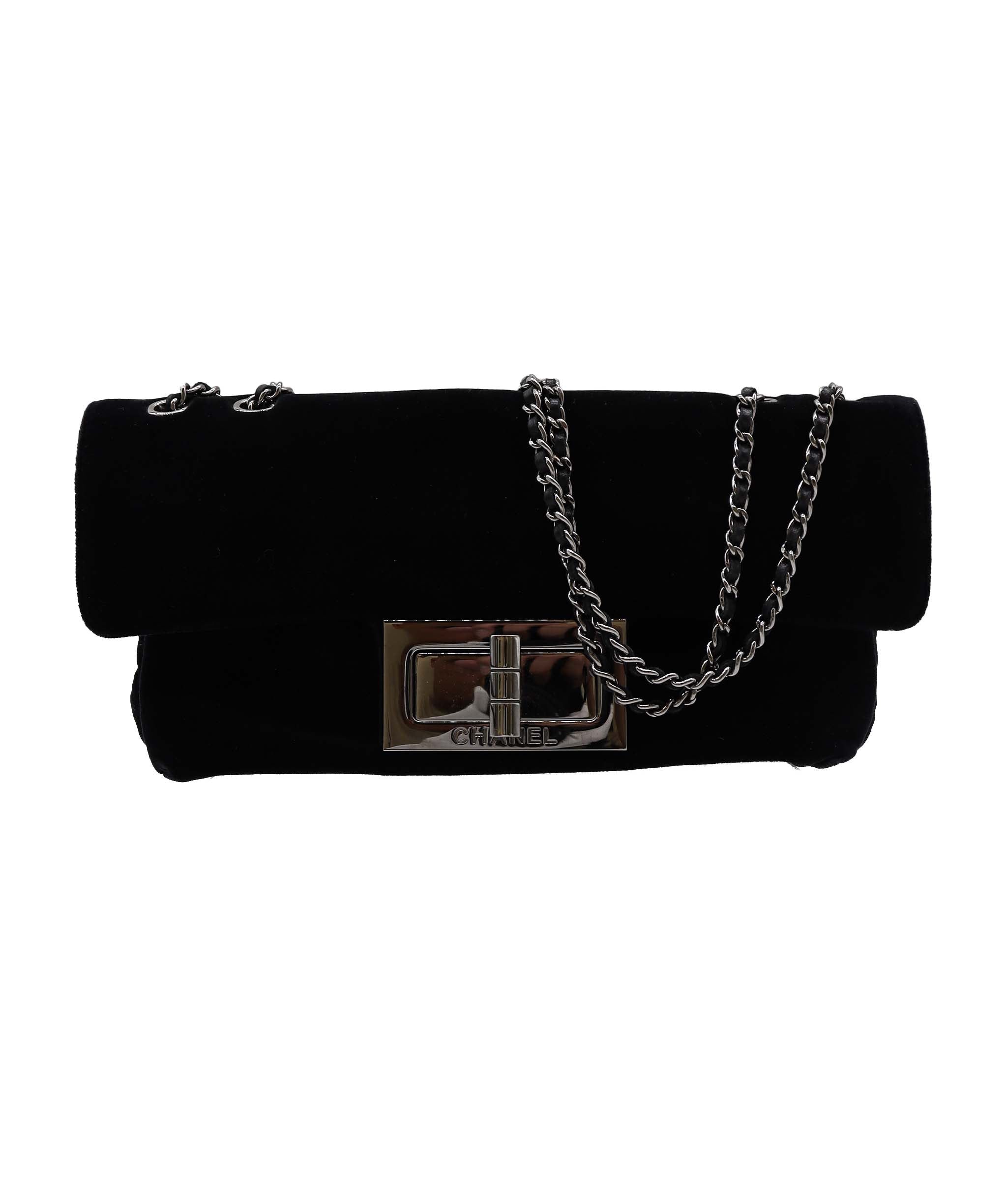 Chanel Chanel 2.55 Reissue Velvet Chain Shoulder Bag Black - DXBS1841