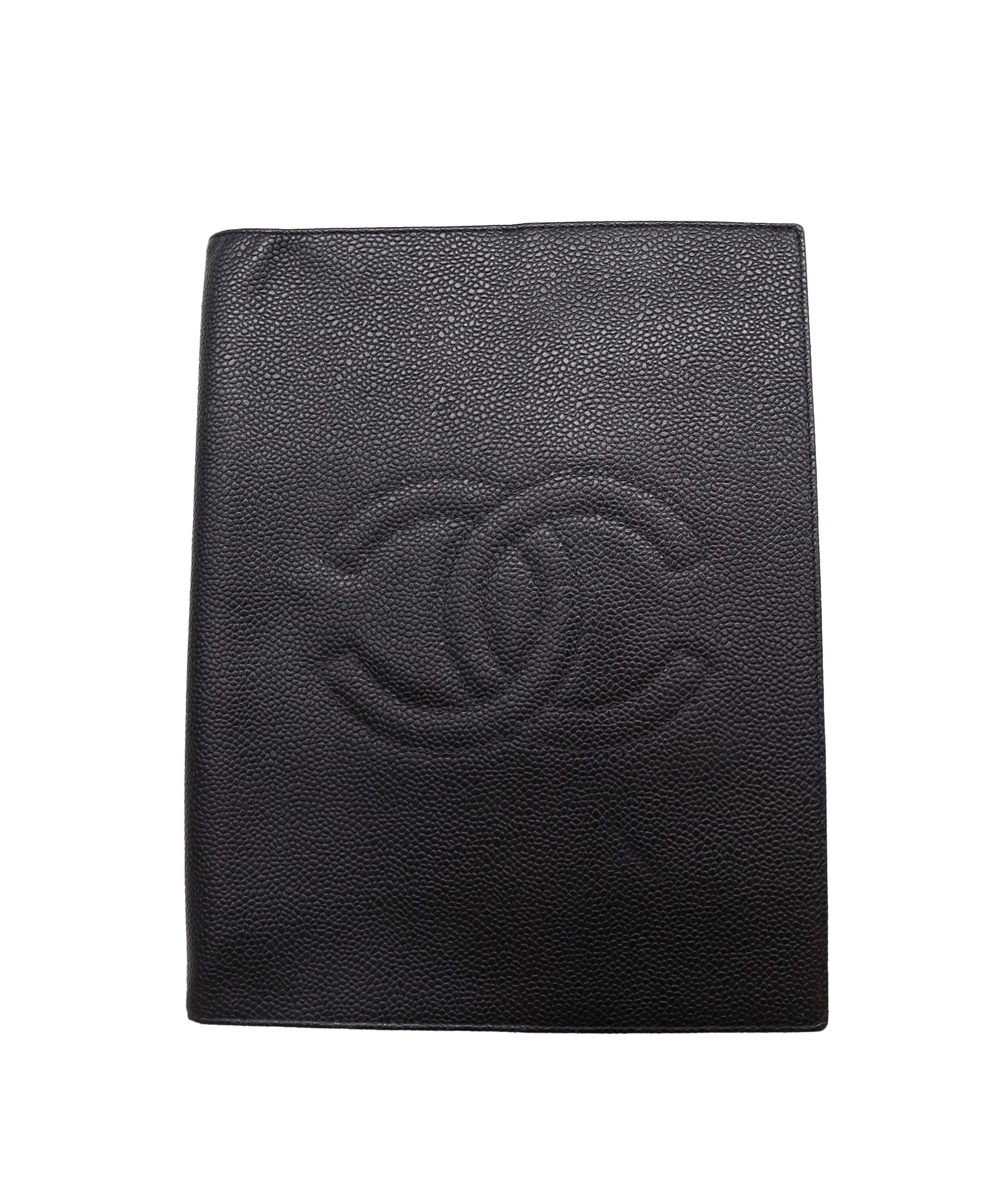 Chanel CHANEL Note Cover Caviar Skin Black CC Auth ac3273 DXBV0407