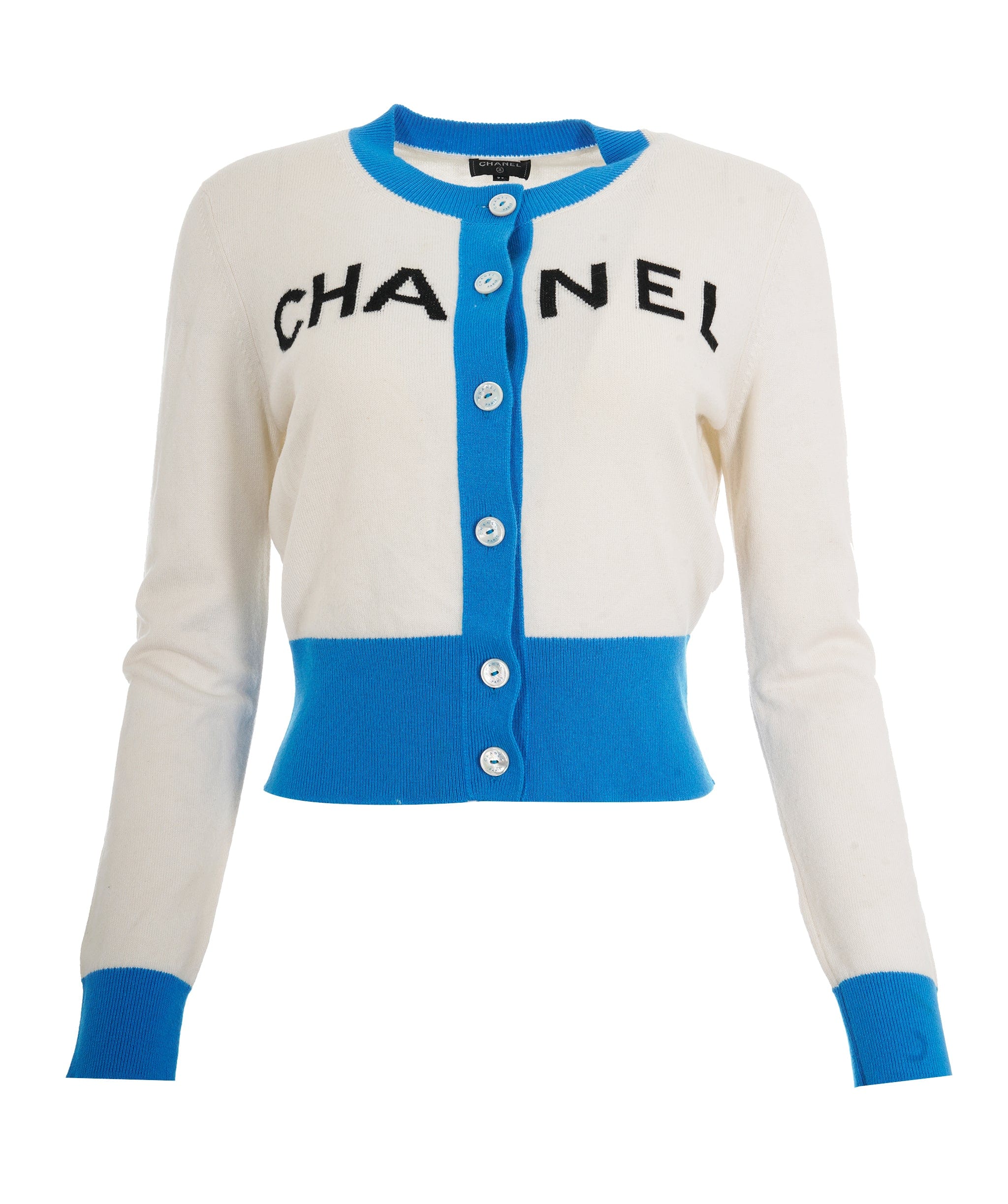 Chanel Cardigan Chanel CHA NEL blanc bleu FR38 P61427K46799 ALC1214