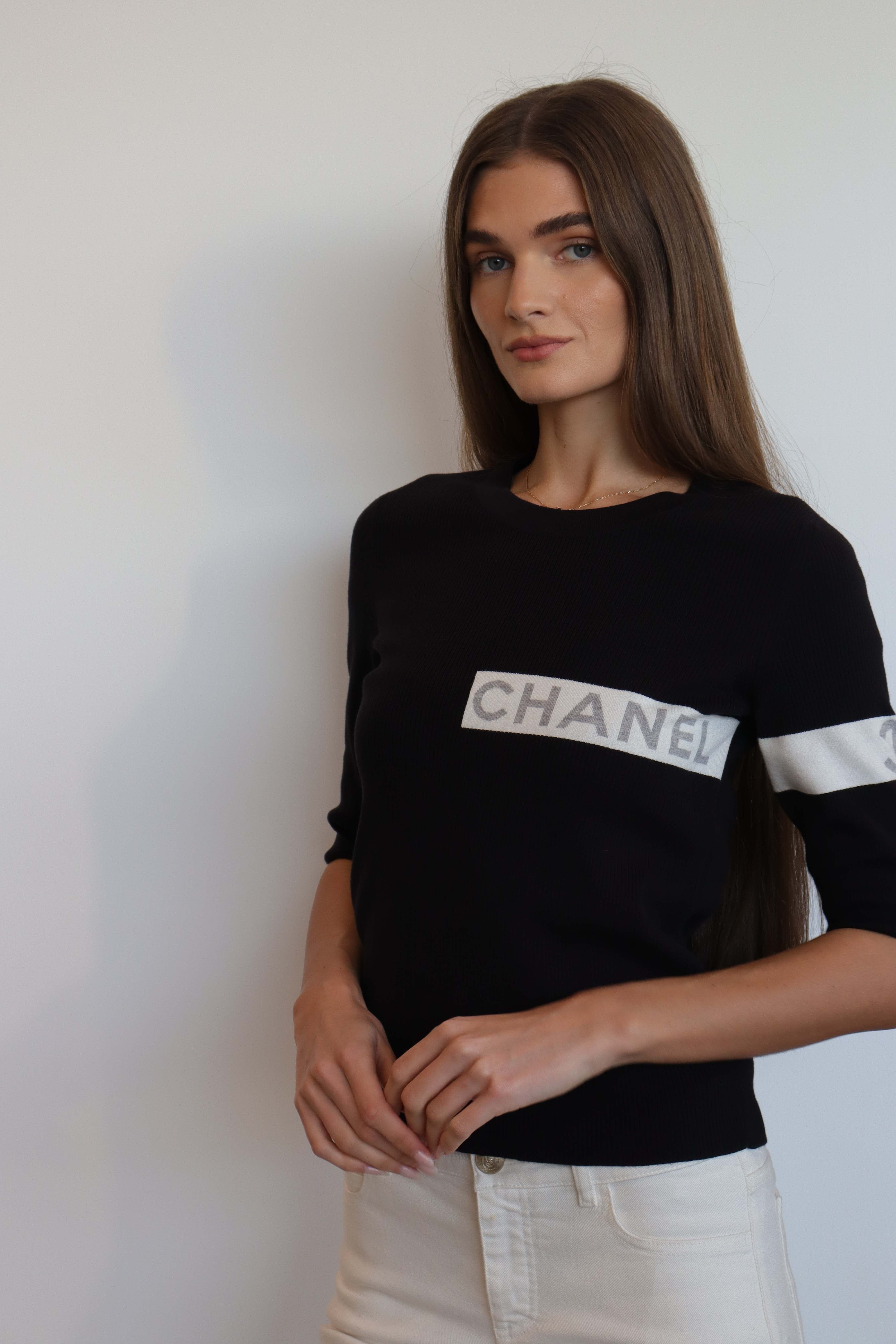 Chanel Chanel 08P Logo Knit Top Black - DXBK0092