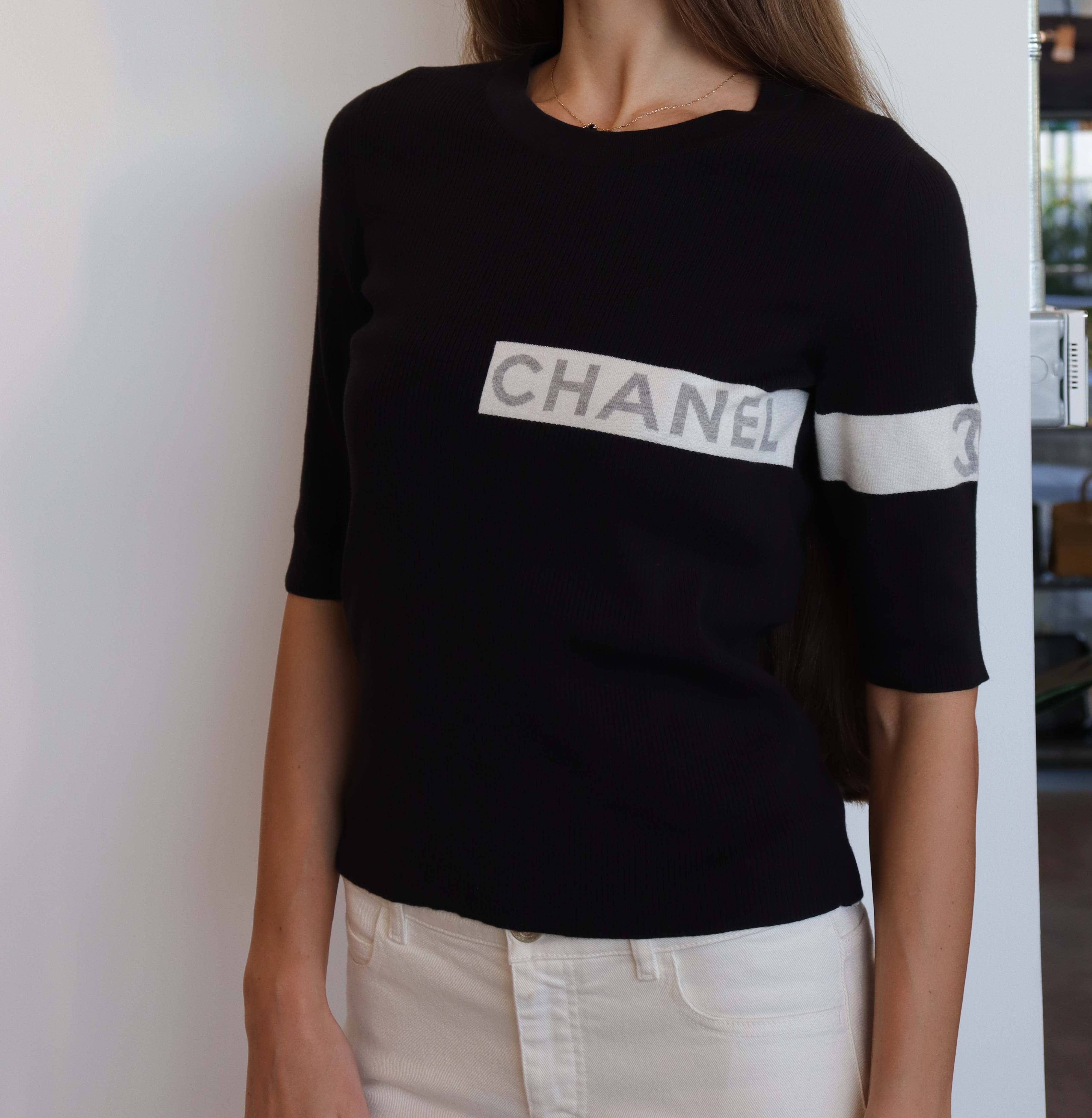 Chanel Chanel 08P Logo Knit Top Black - DXBK0092