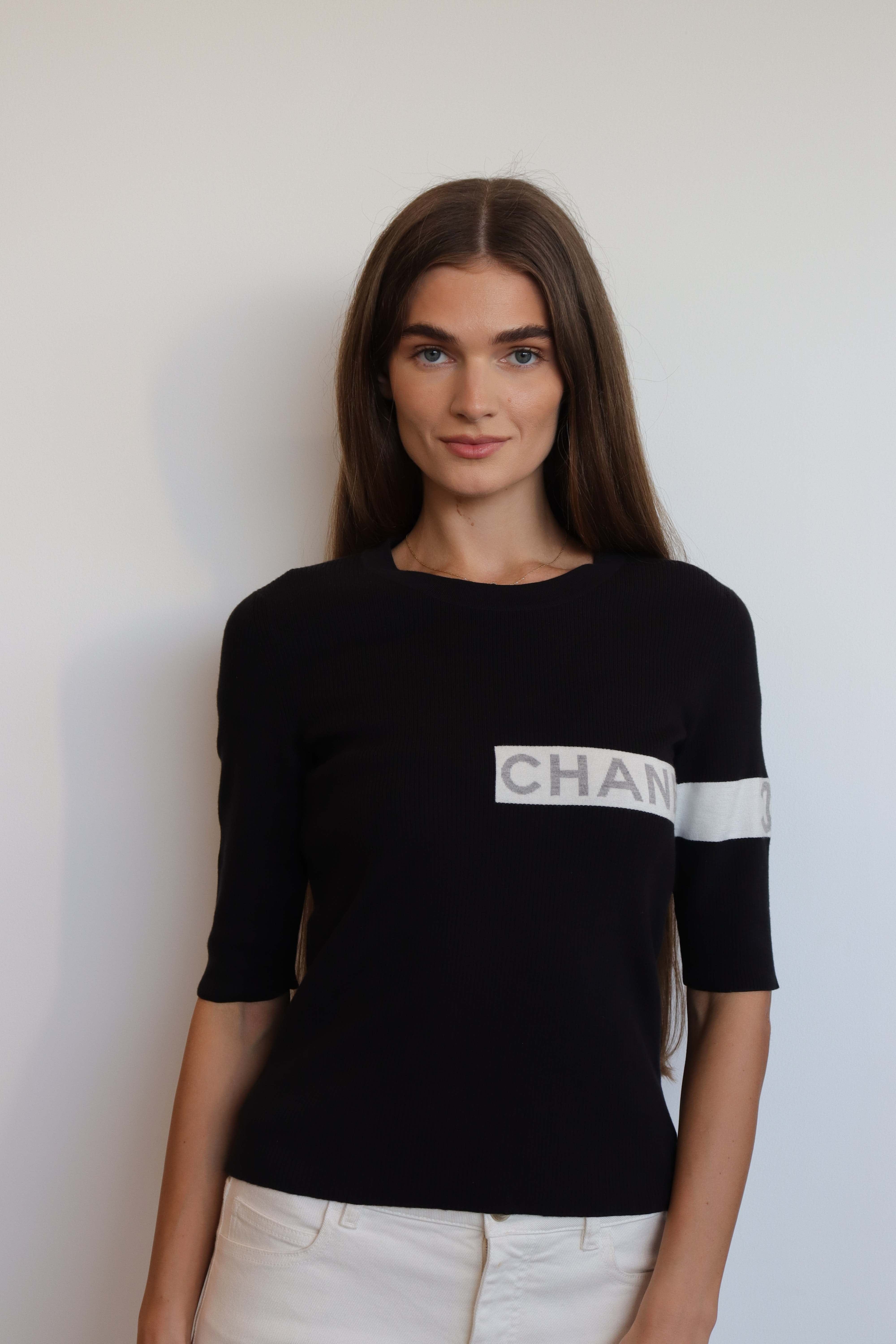 Chanel Chanel 08P Logo Knit Top Black - DXBK0092