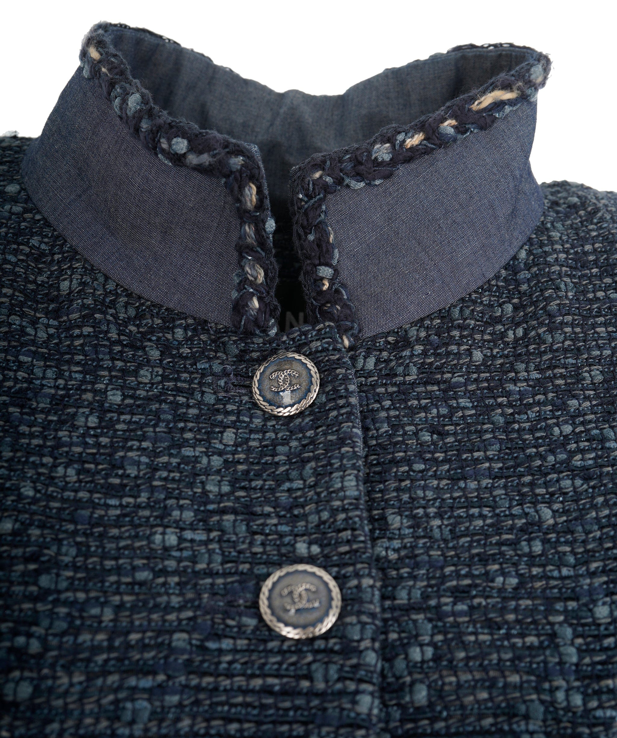 Chanel Chanel 12P Blue Denim Tweed Jacket FR42 ALC1876