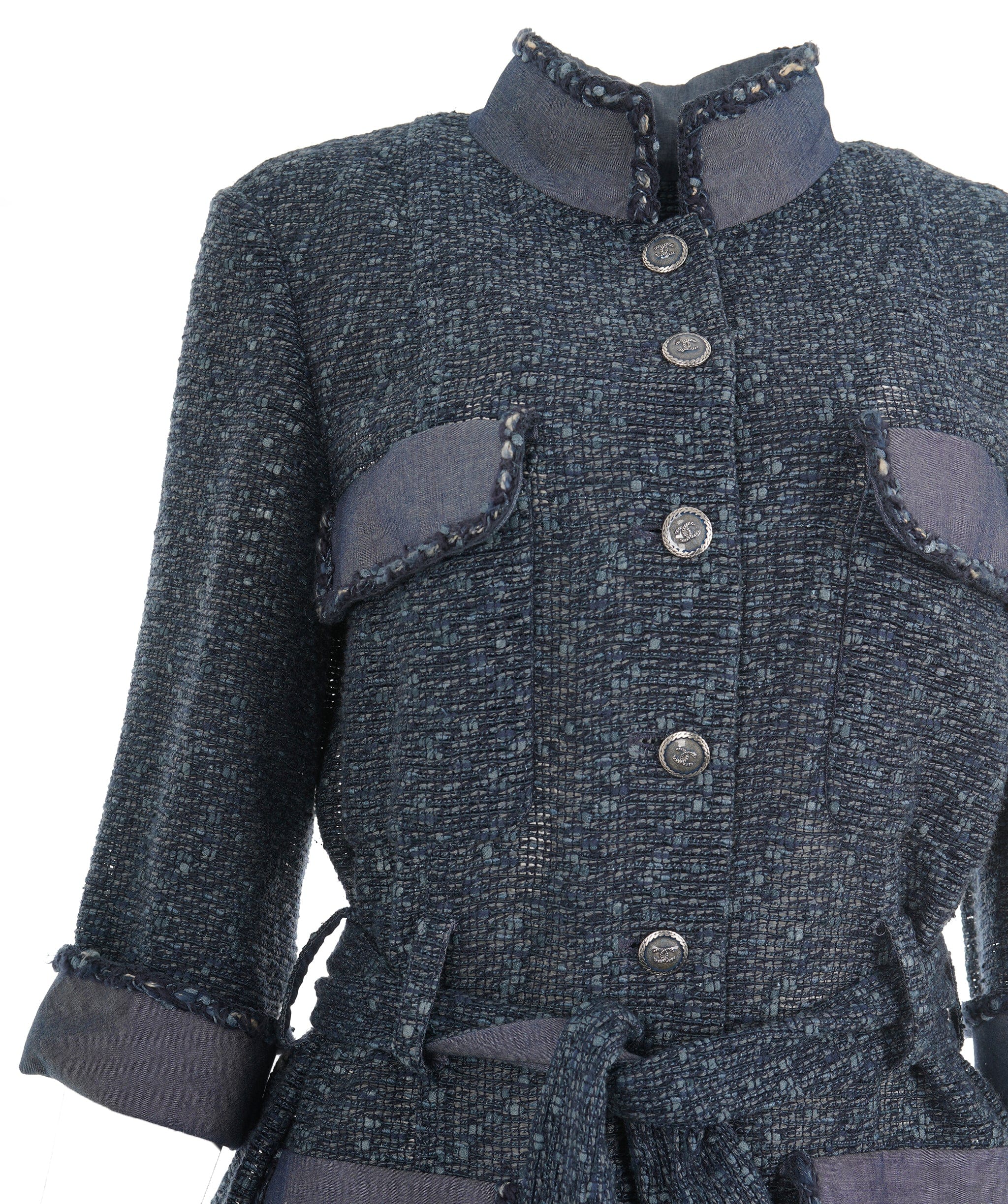 Chanel Chanel 12P Blue Denim Tweed Jacket FR42 ALC1876