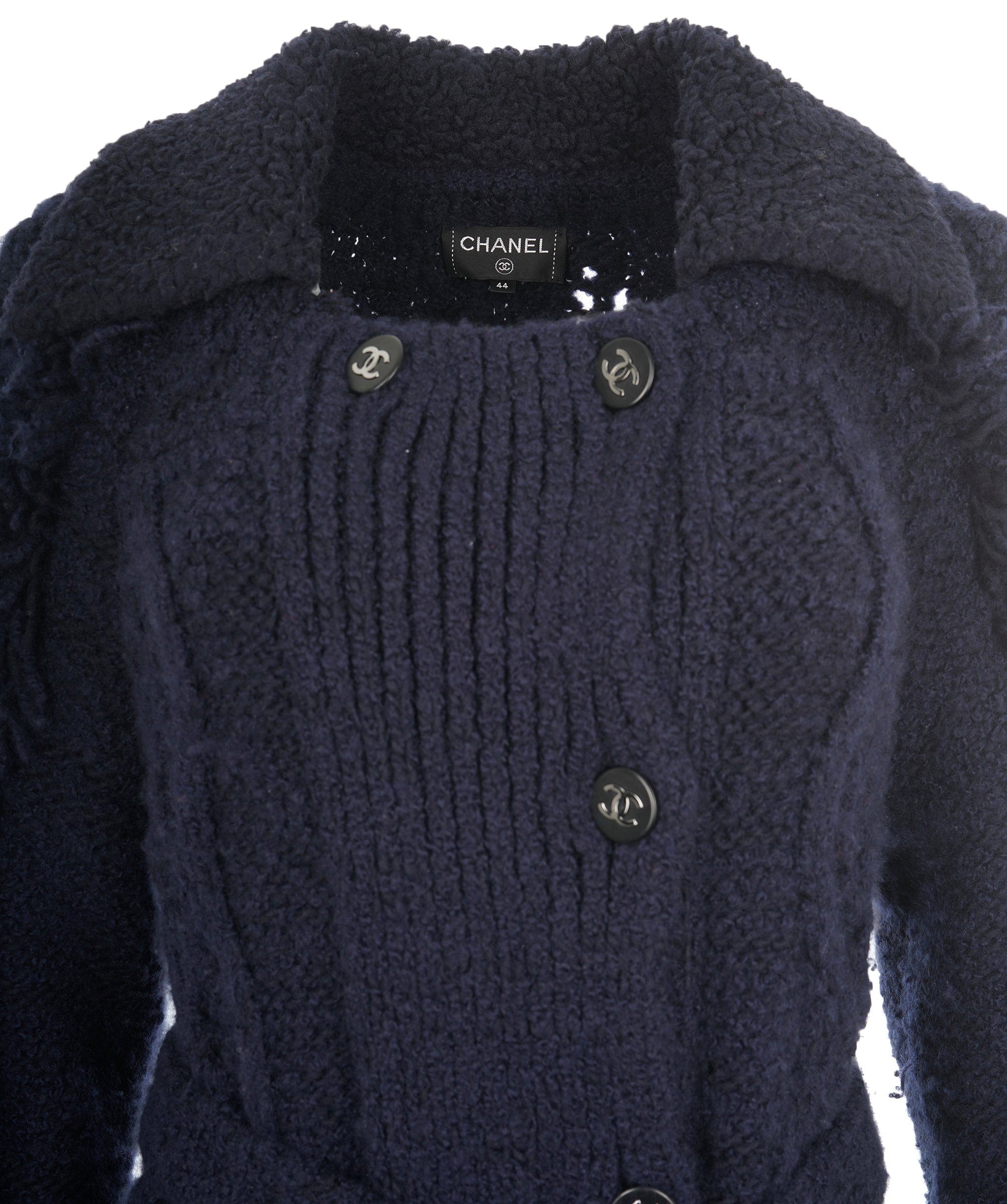 Chanel Chanel 18 Navy Wool Double Breasted Fringe Belted Cardigan Coat 44 ALC1954 ** ALL THINGS NAVY DROP**