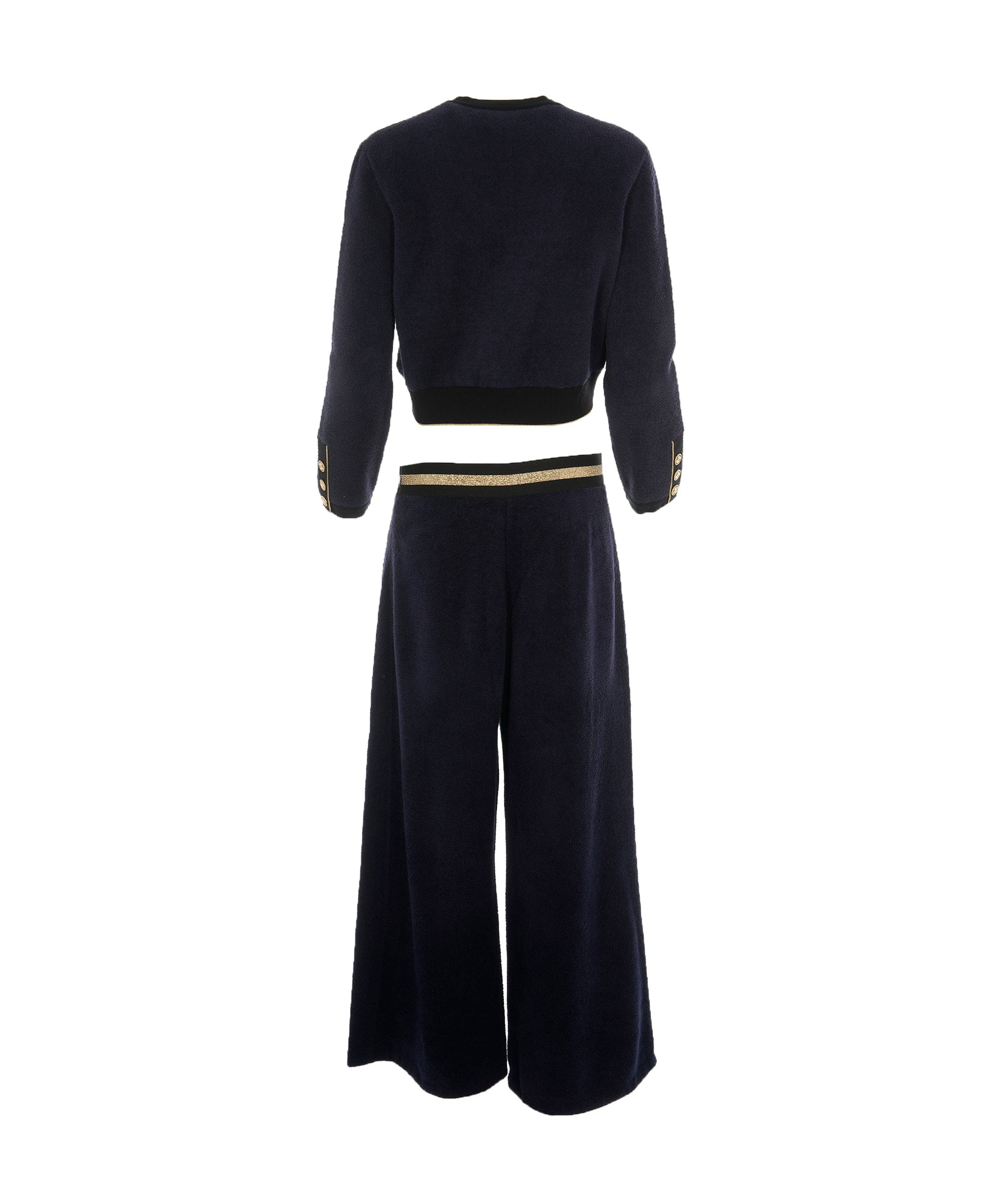 Chanel Chanel 19C Navy Brushed Cotton CC Button Cropped Cardigan & Trouser Set ALC1811