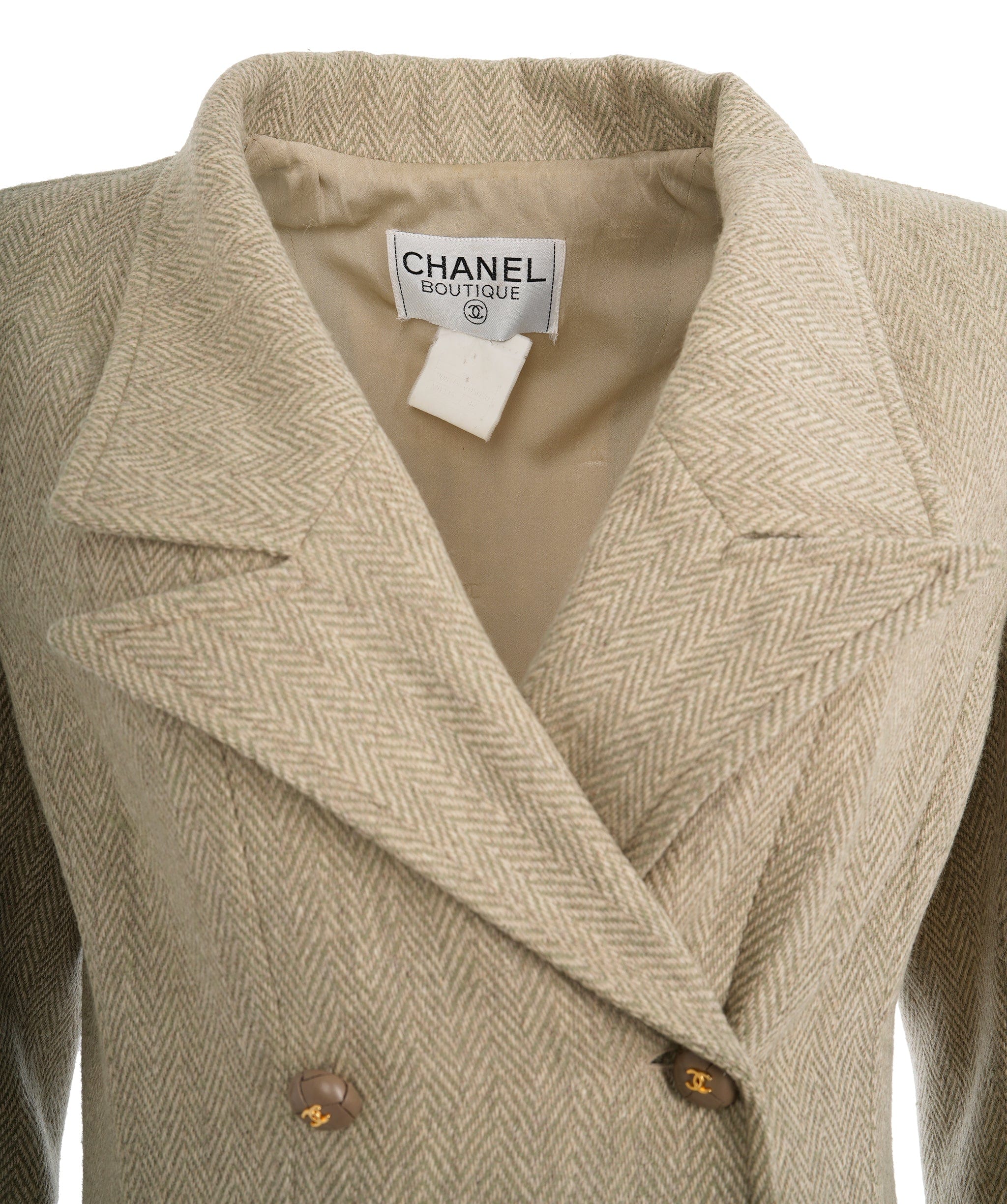 Chanel Chanel 90's Sage Green Wool CC Button Blazer Size 44 AGC1606