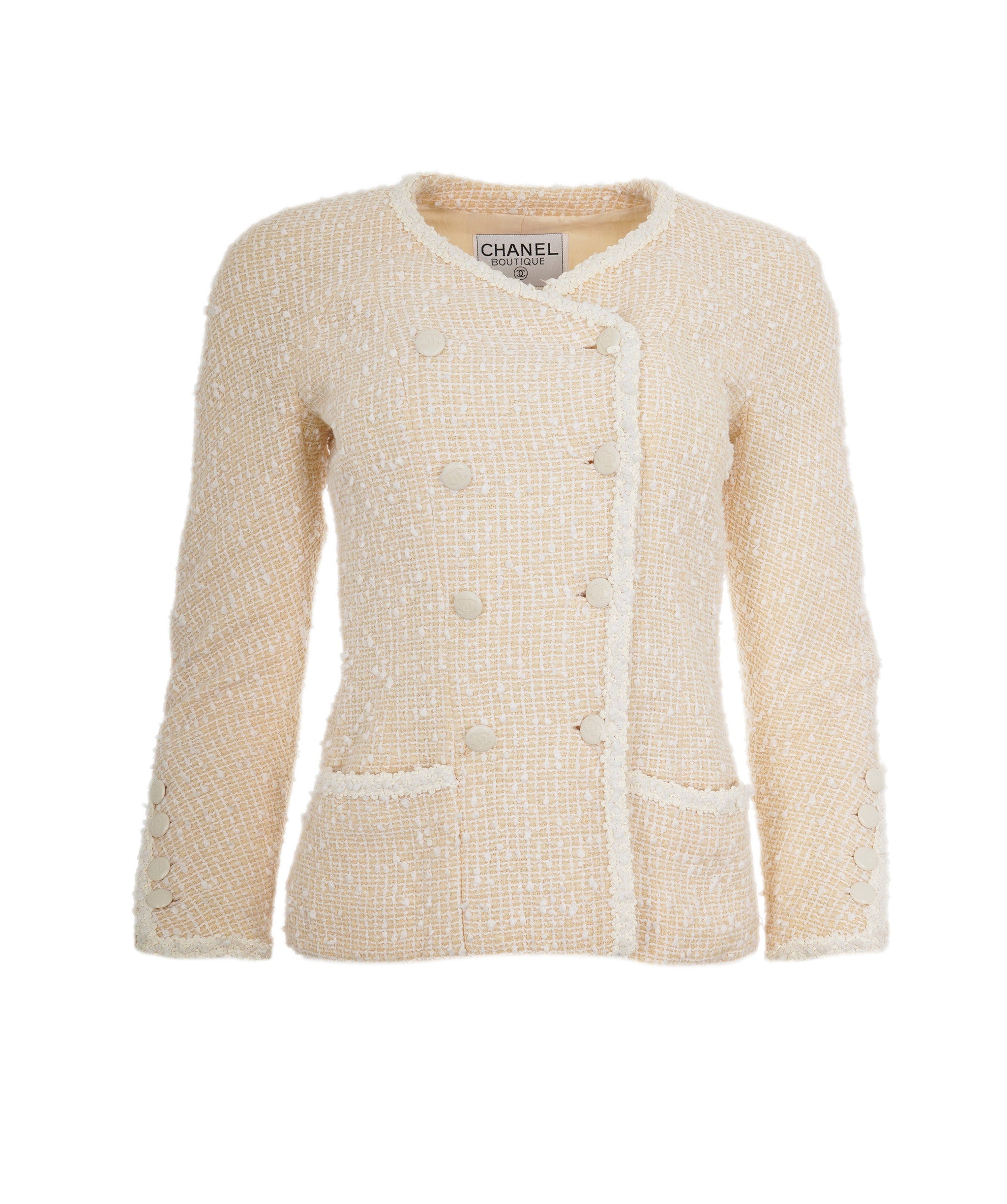 Chanel Chanel 96C Tweed Collarless Jacket White ASL10440