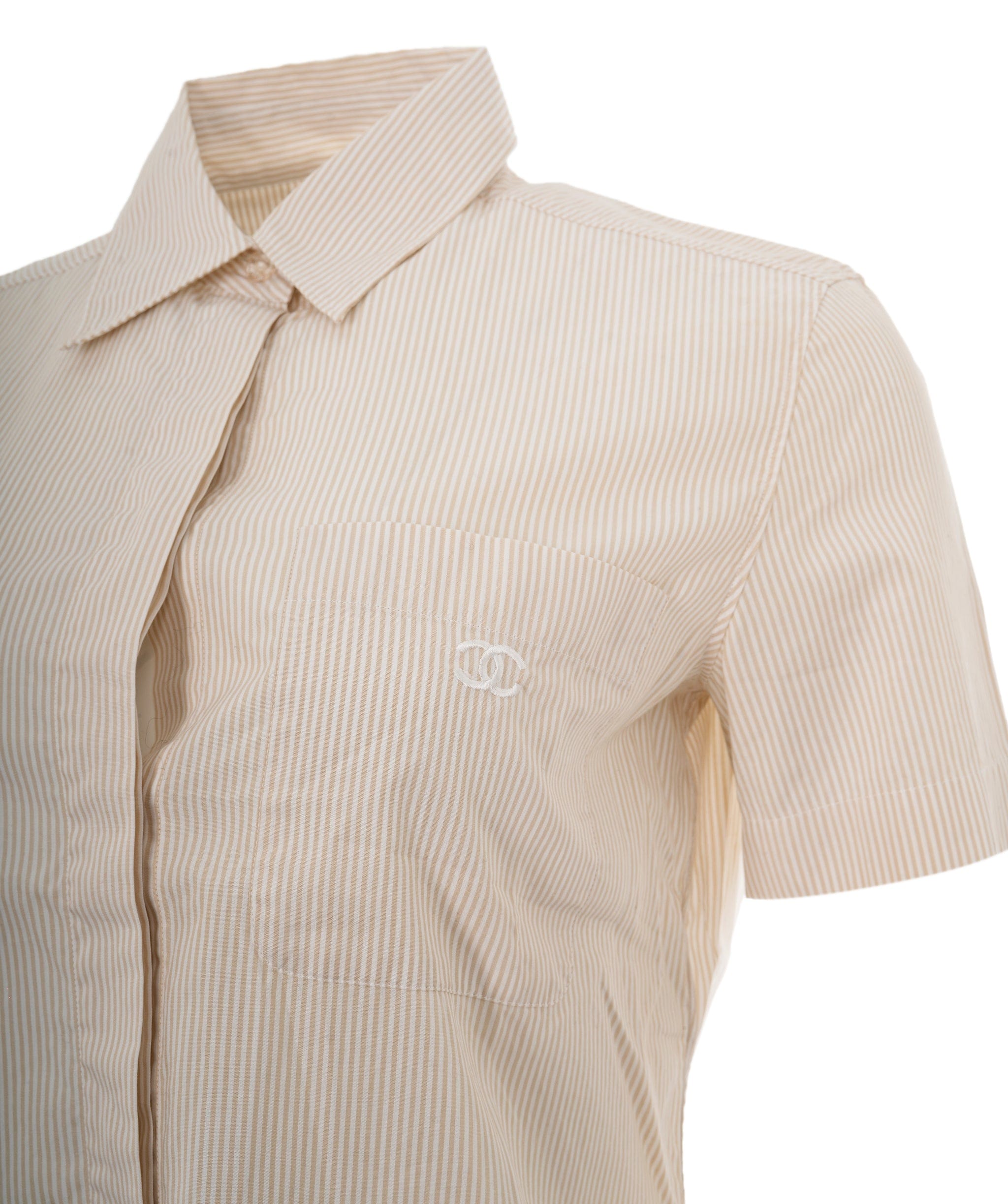 Chanel Chanel Beige Pinstripe CC shirt ALC1176