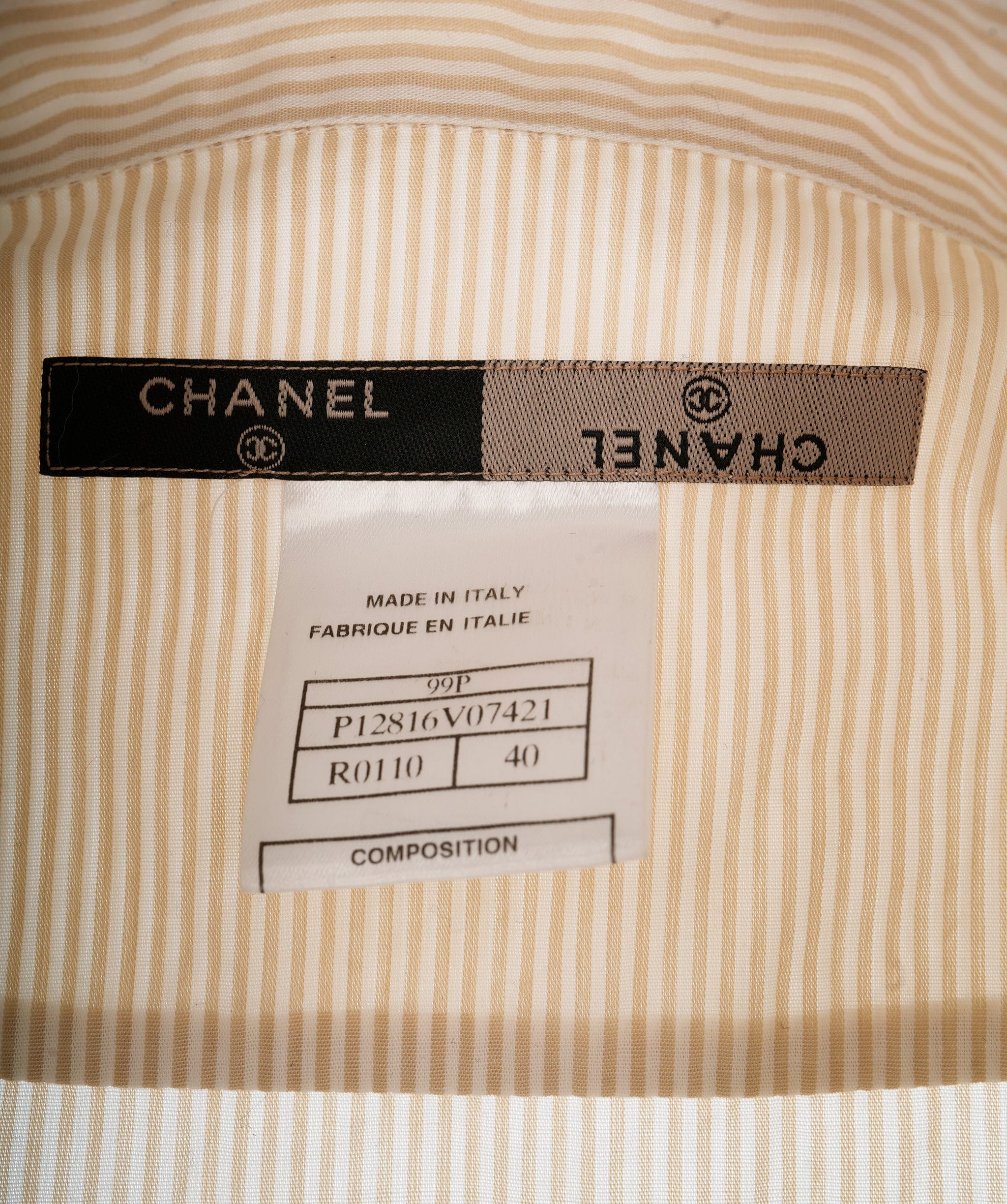 Chanel Chanel Beige Pinstripe CC shirt ALC1176