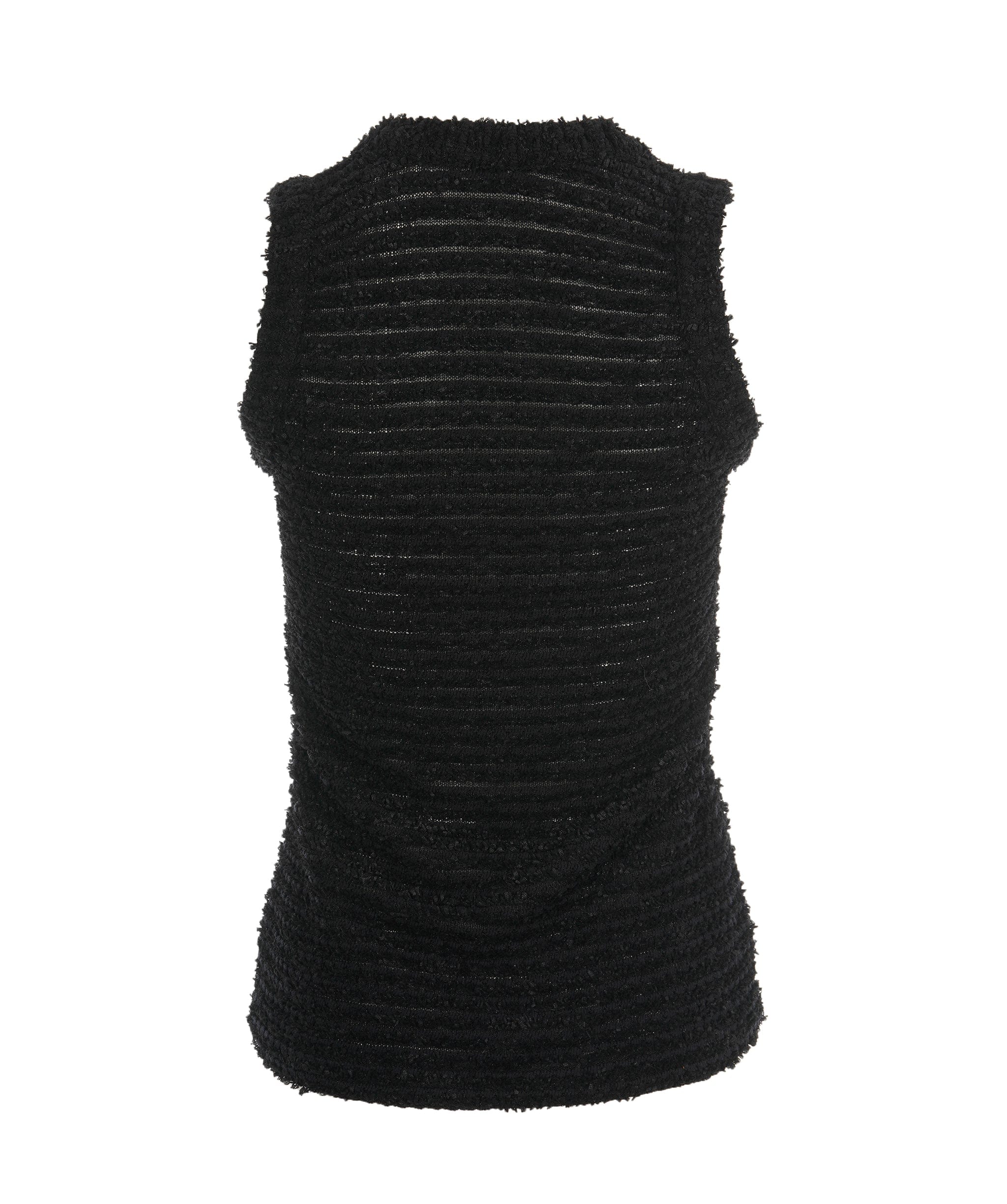 Chanel Chanel black boucle tank top with pearl buttons  AVC2119