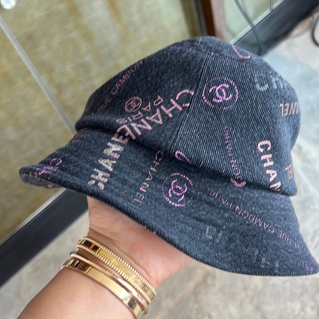 Chanel Chanel Black Denim Bucket Hat Size Medium ASC4938