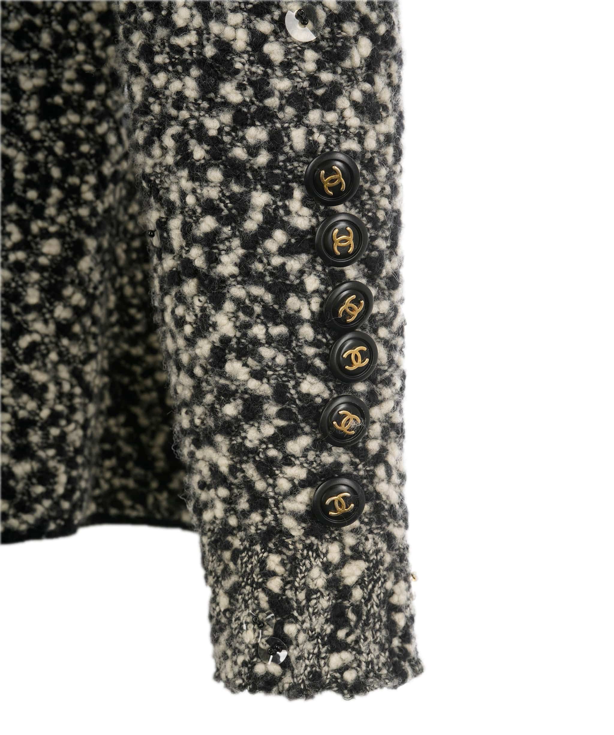 Chanel Chanel Black & White CC Button Boucle Sequin Cardigan Coat ALC1820