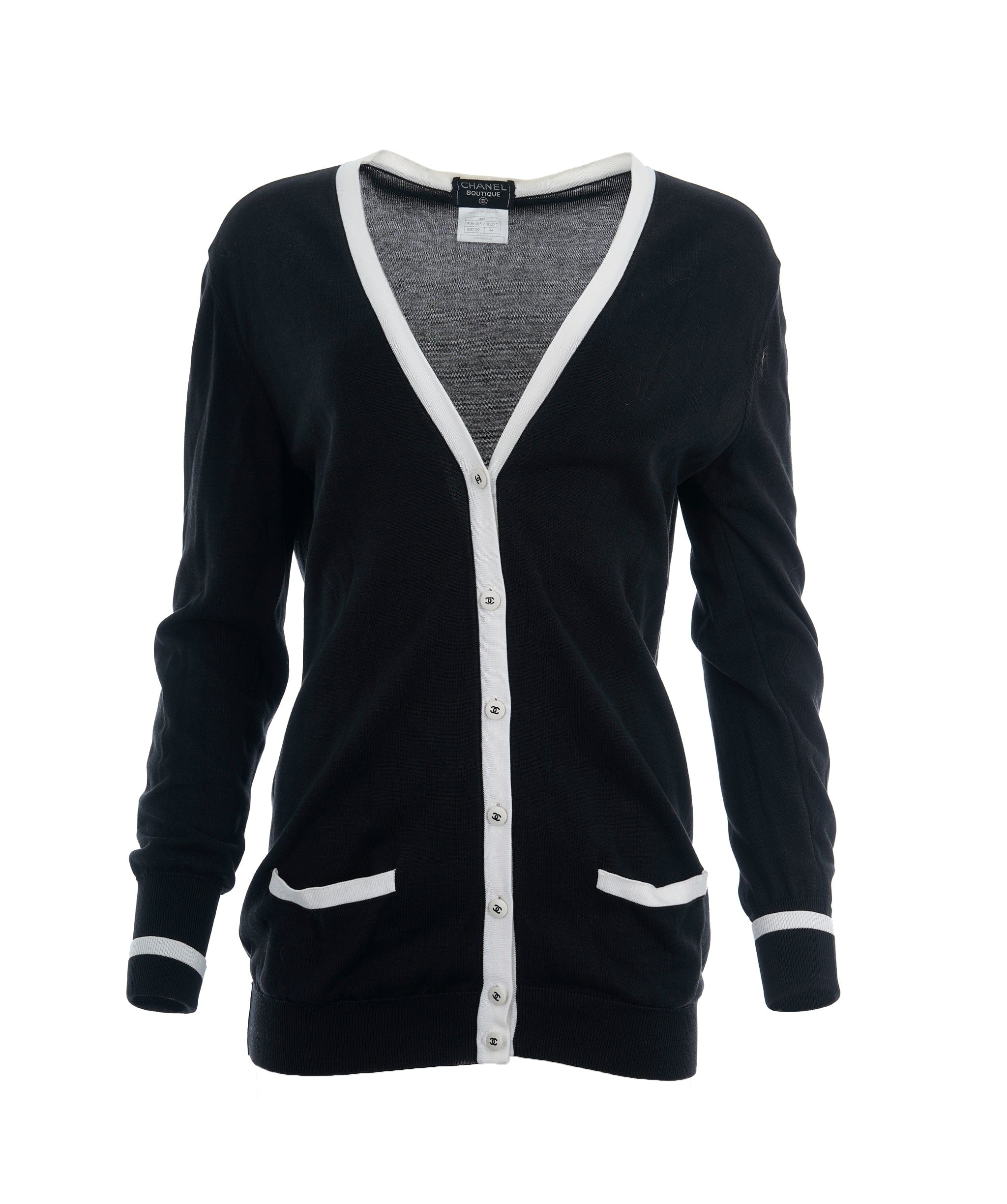 Chanel Chanel black/ white cotton cardigan 44 ASC5129