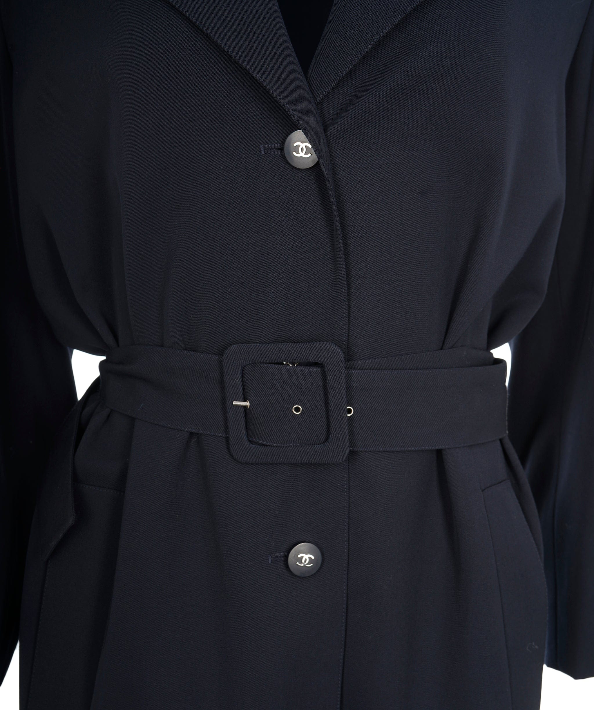 Chanel Chanel Blue Navy CC Button Trench Coat  AGL2520