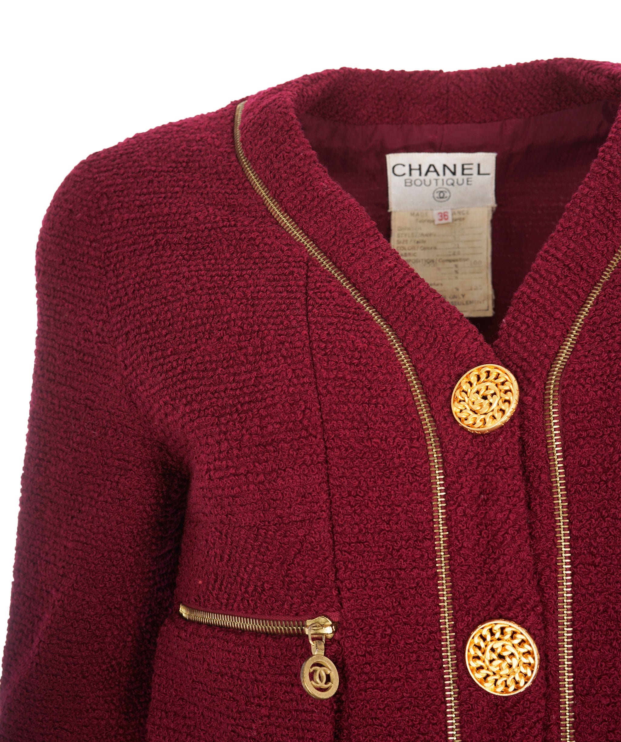 Chanel Chanel Bordeaux Jacket CC Zip ALC1414