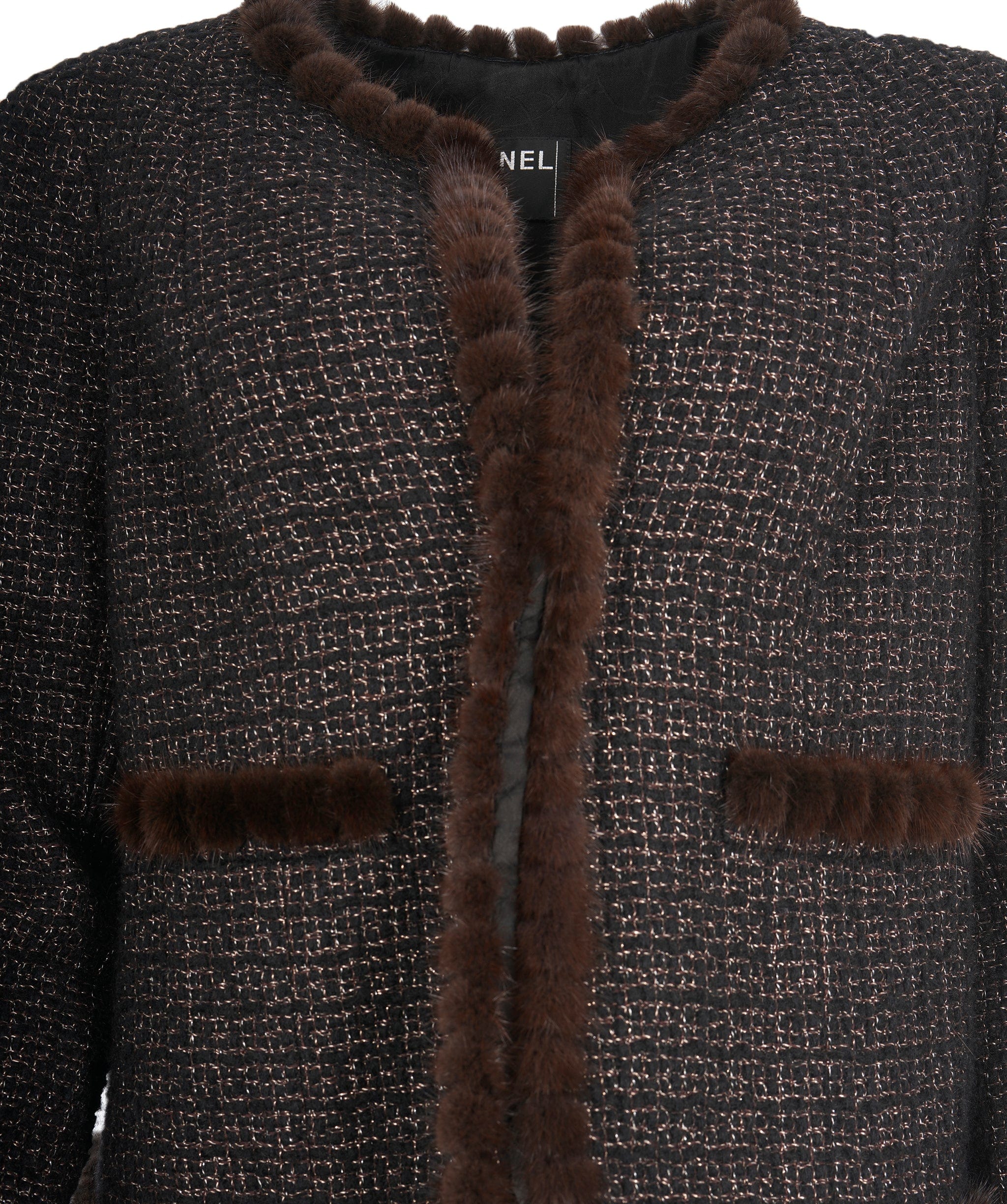 Chanel Chanel brown tweed/ fur jacket  AVC1942