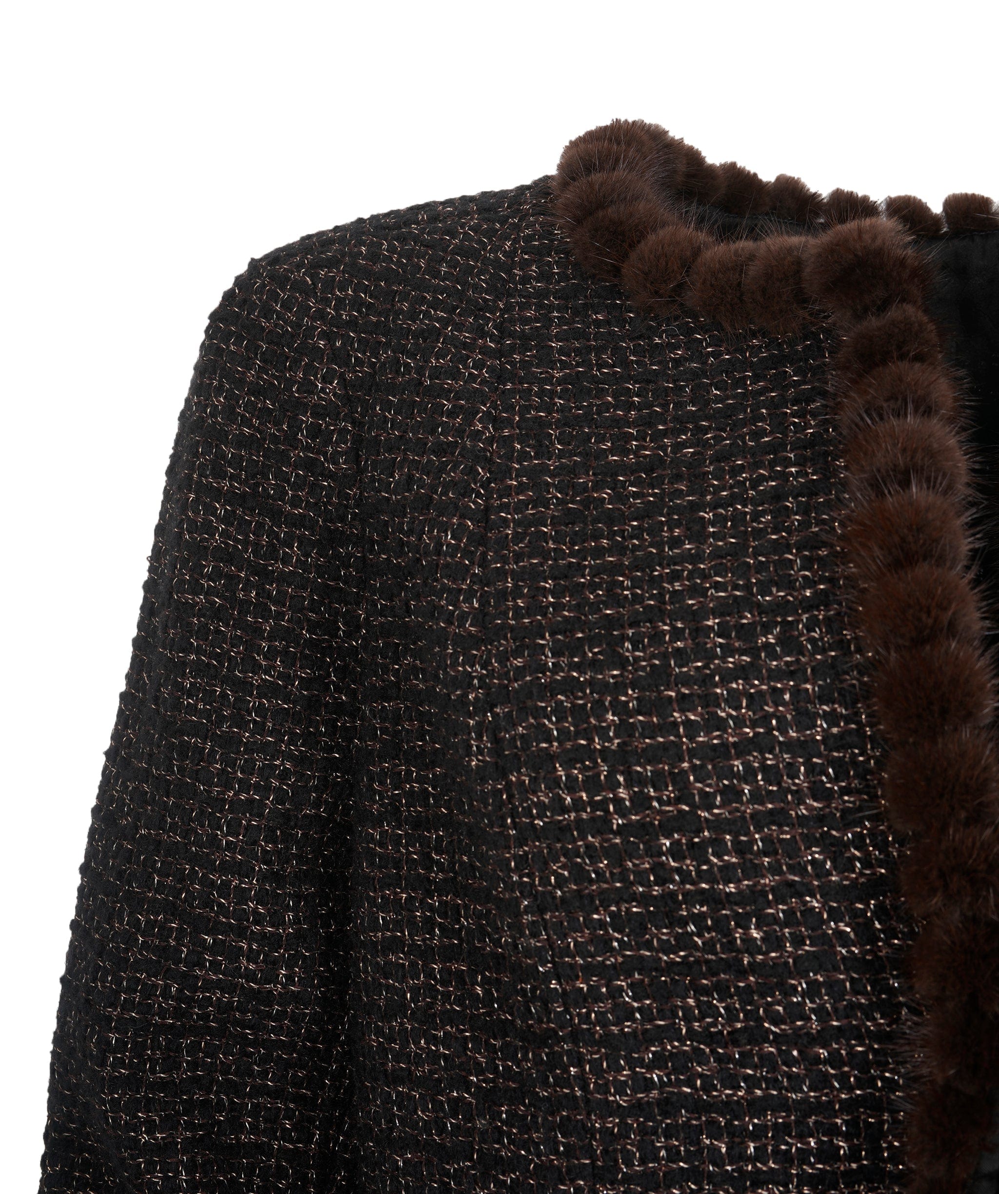 Chanel Chanel brown tweed/ fur jacket  AVC1942