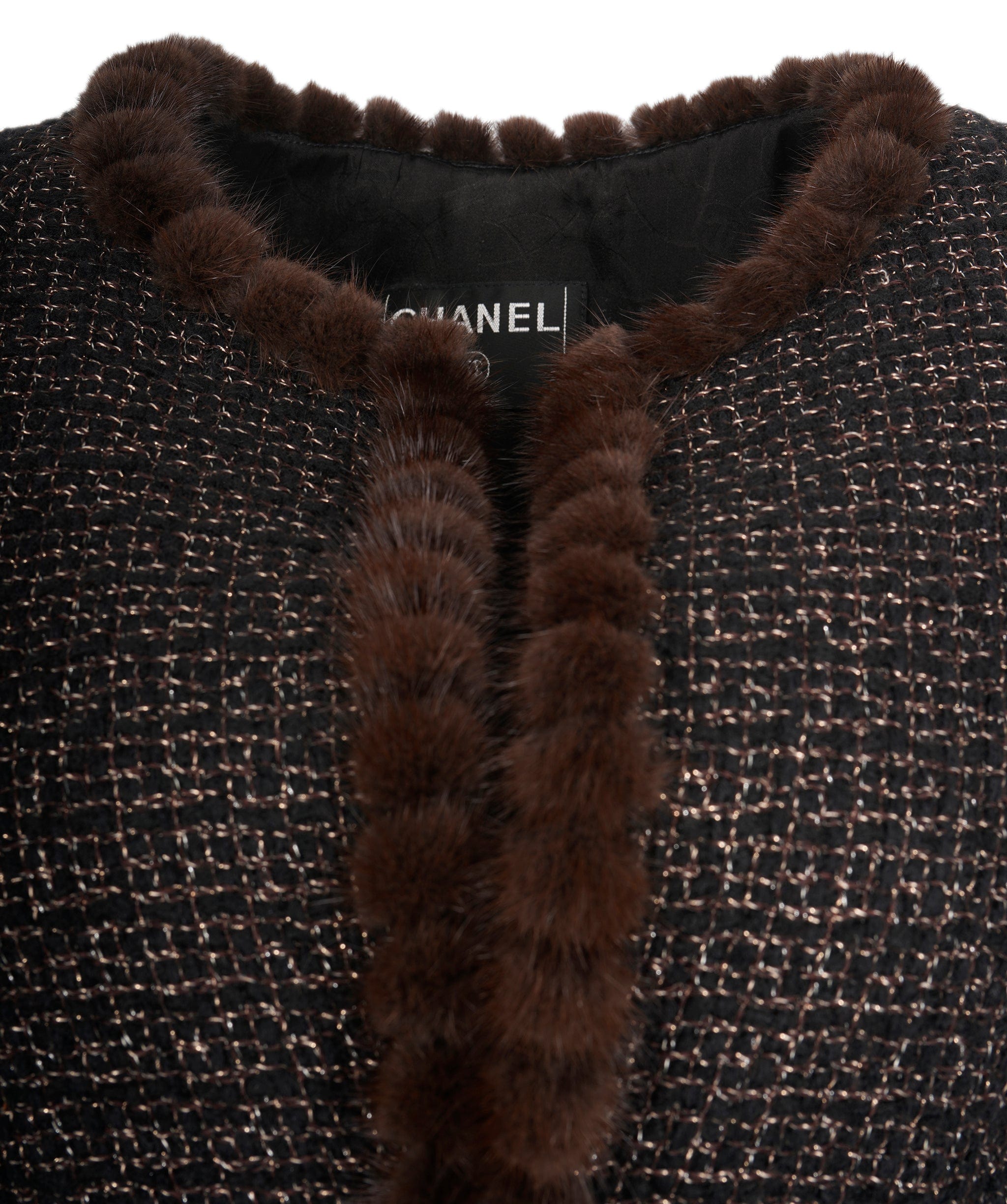 Chanel Chanel brown tweed/ fur jacket  AVC1942