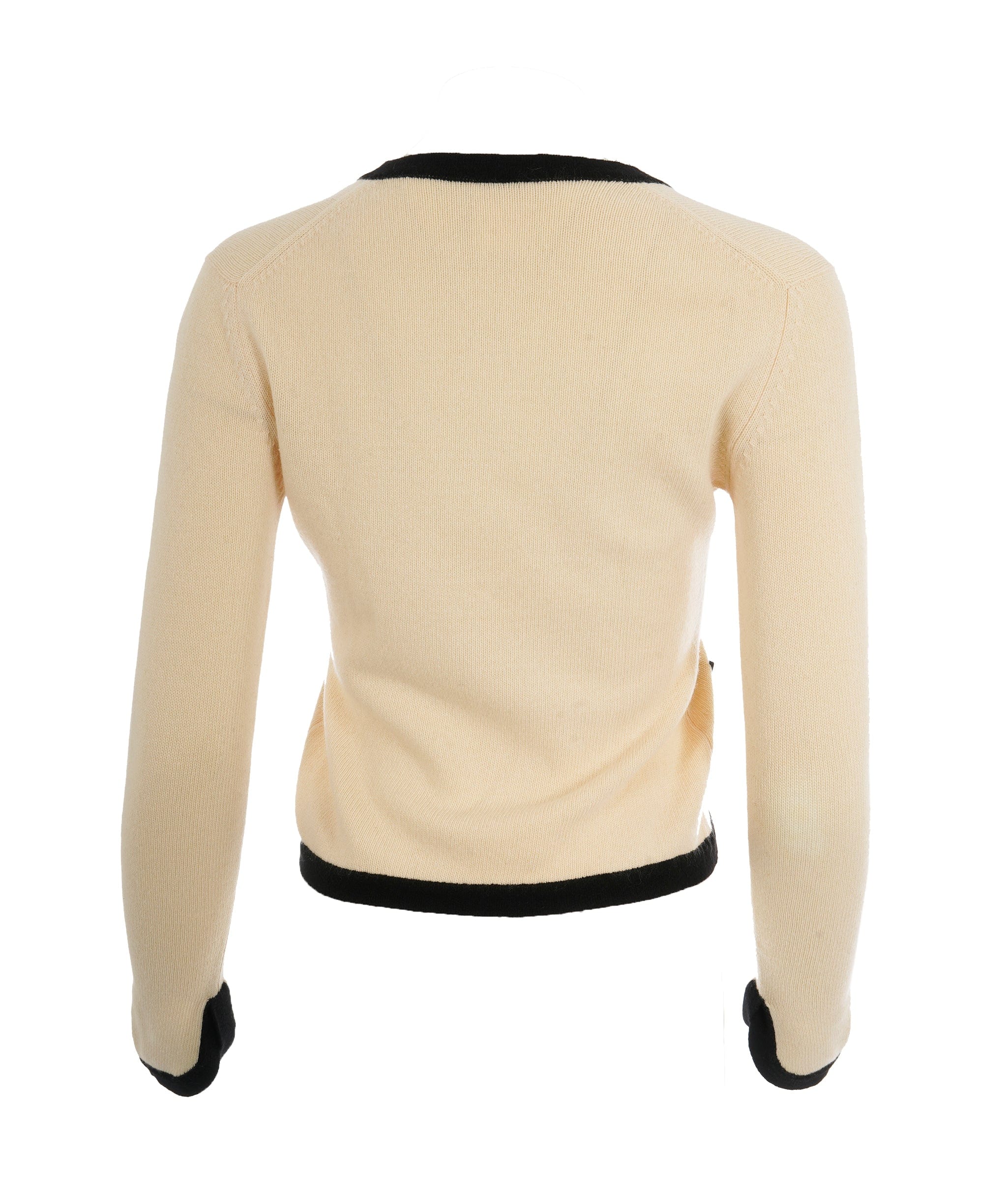 Chanel Chanel Cashmere Cardigan Cream Black ASL10488