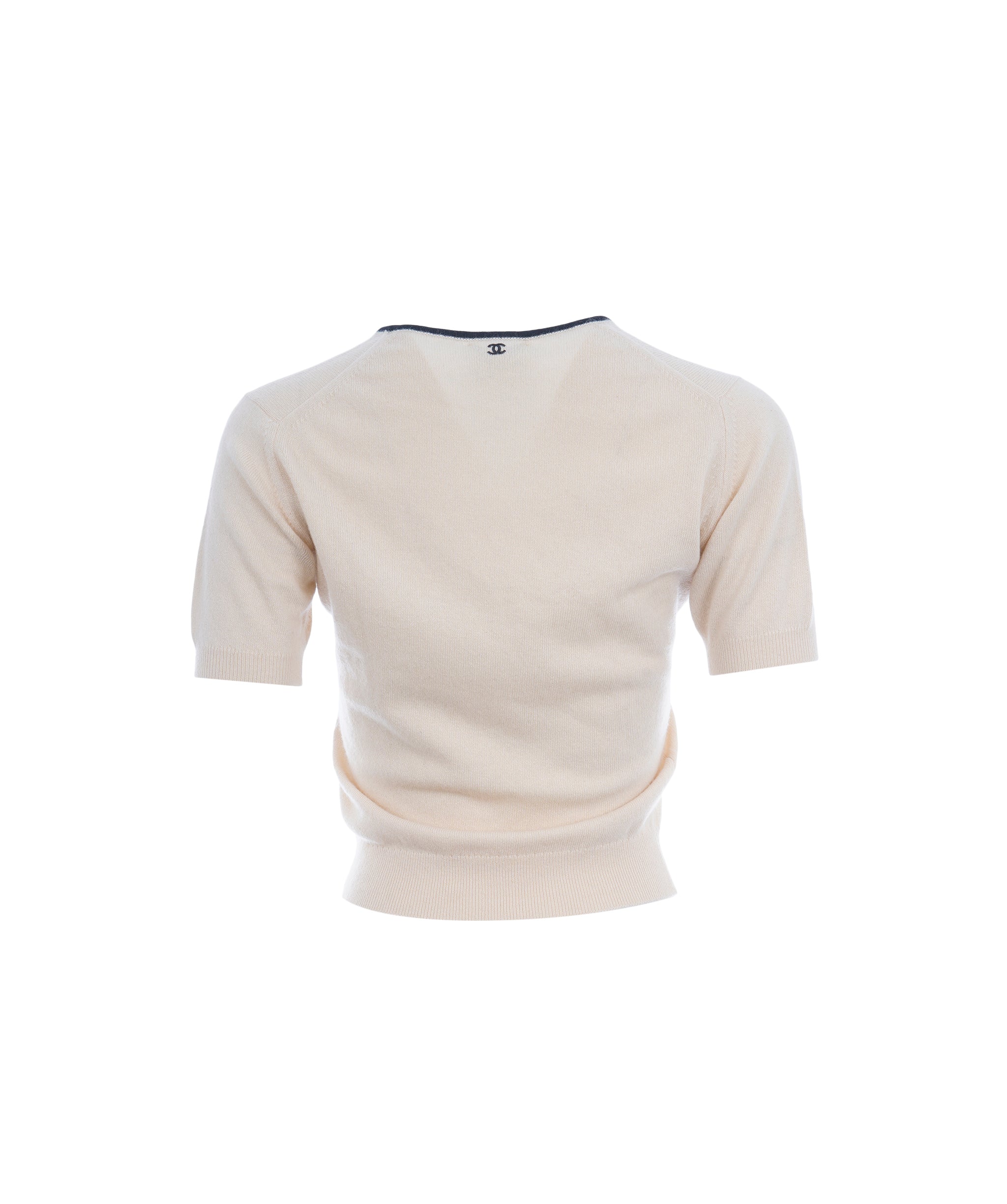 Chanel Chanel Cashmere Ensemble Sweater Top Cream Black ASL10733