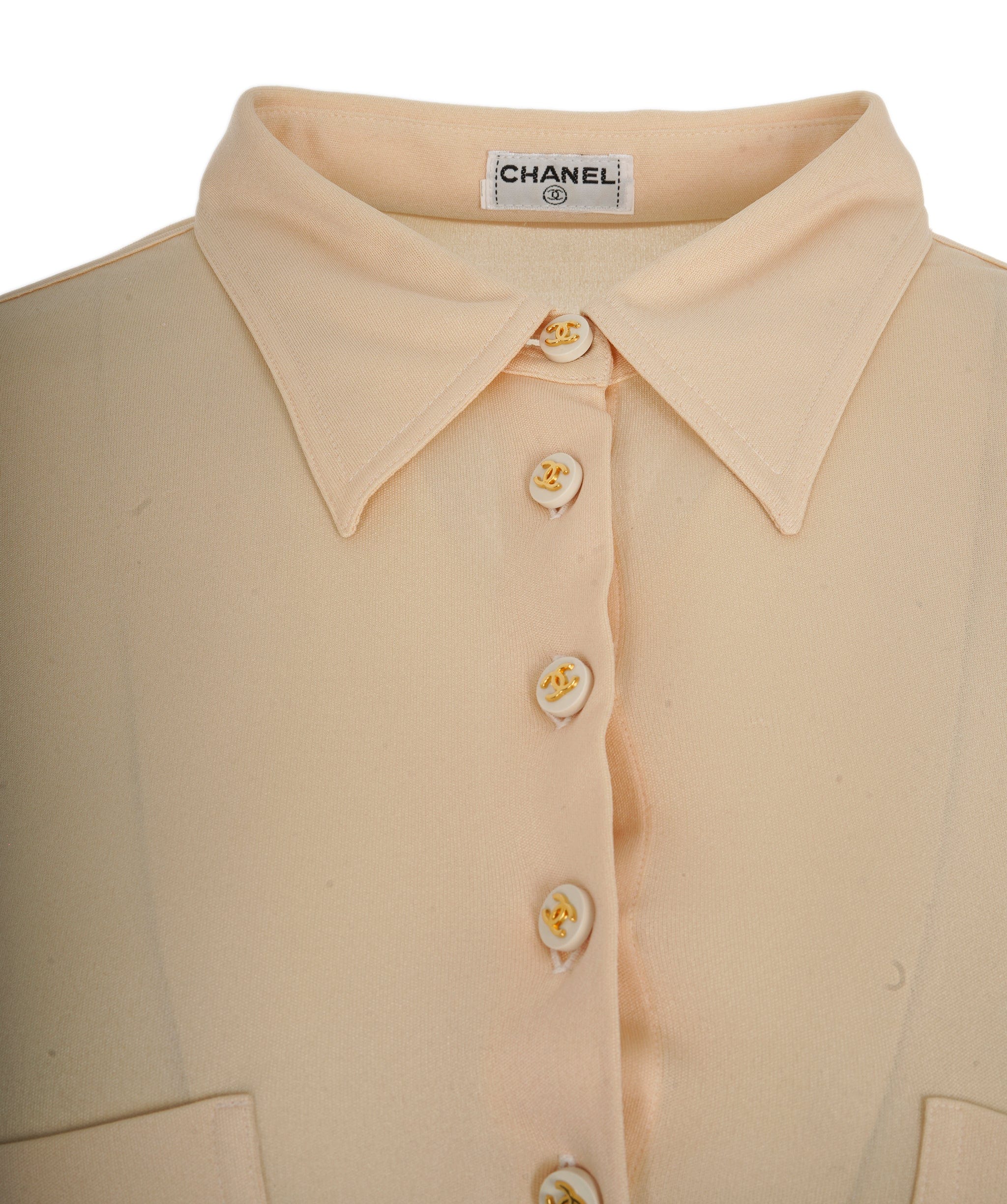 Chanel Chanel CC Button up Shirt Cream ASL10507