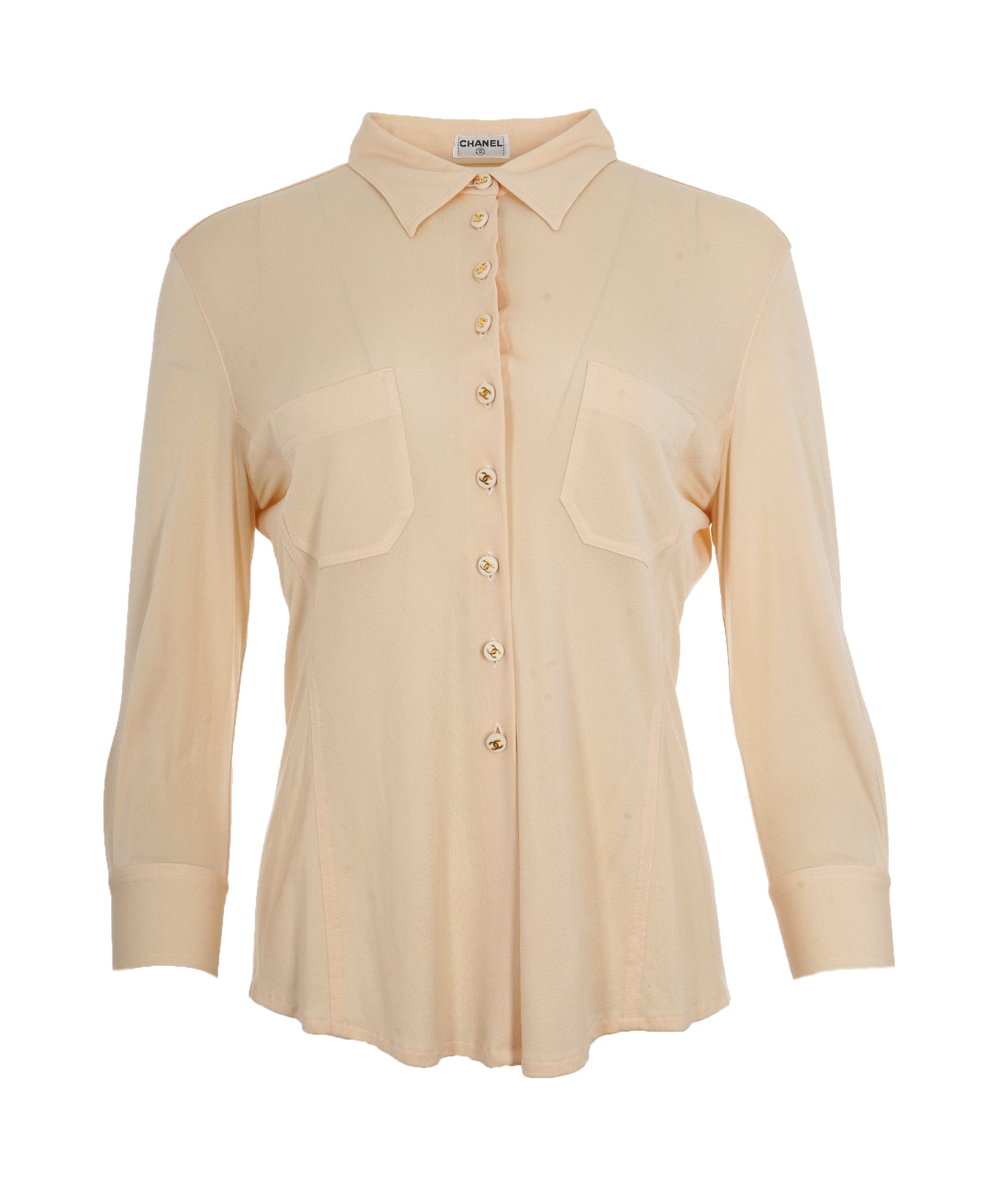 Chanel Chanel CC Button up Shirt Cream ASL10507