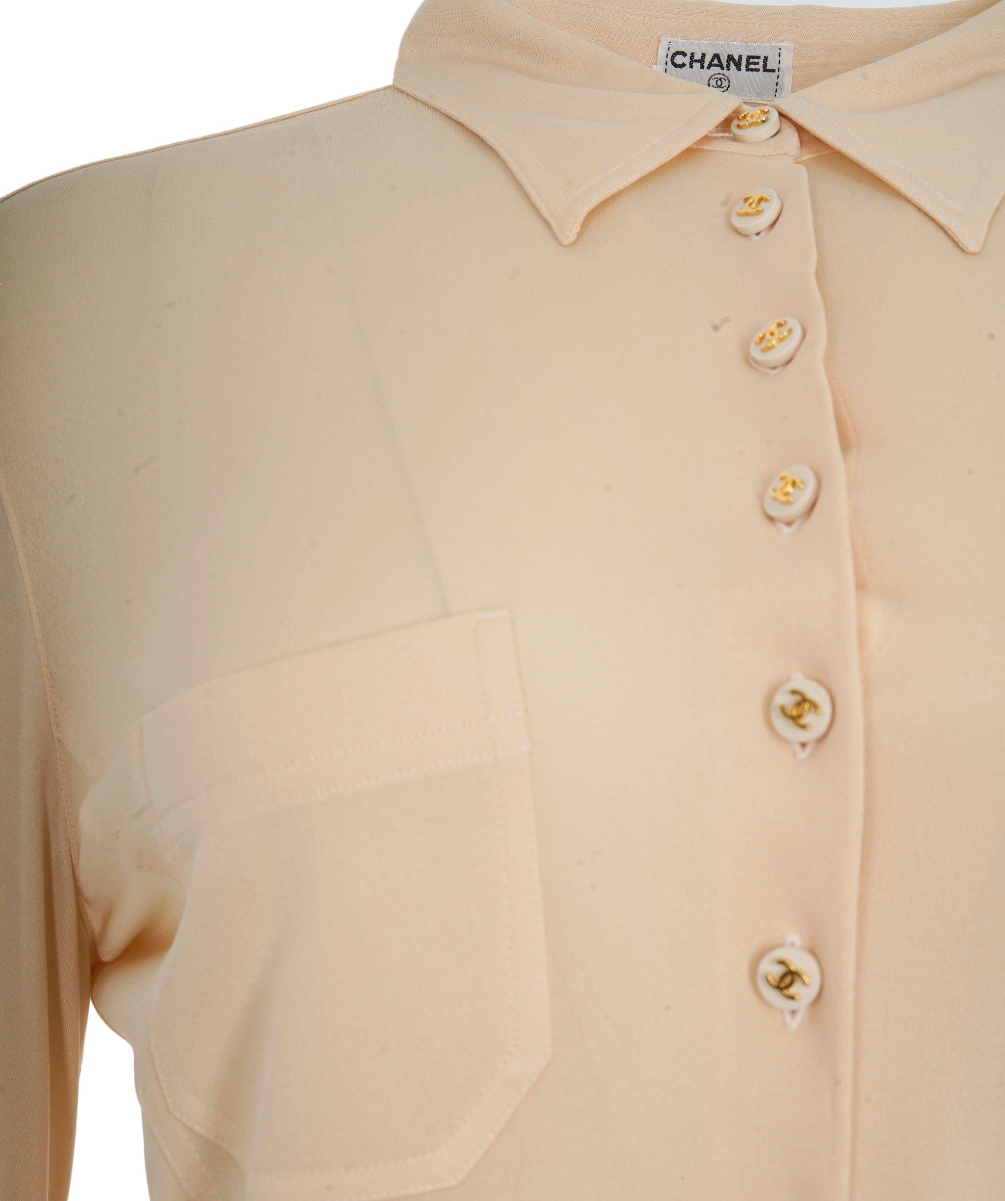 Chanel Chanel CC Button up Shirt Cream ASL10507