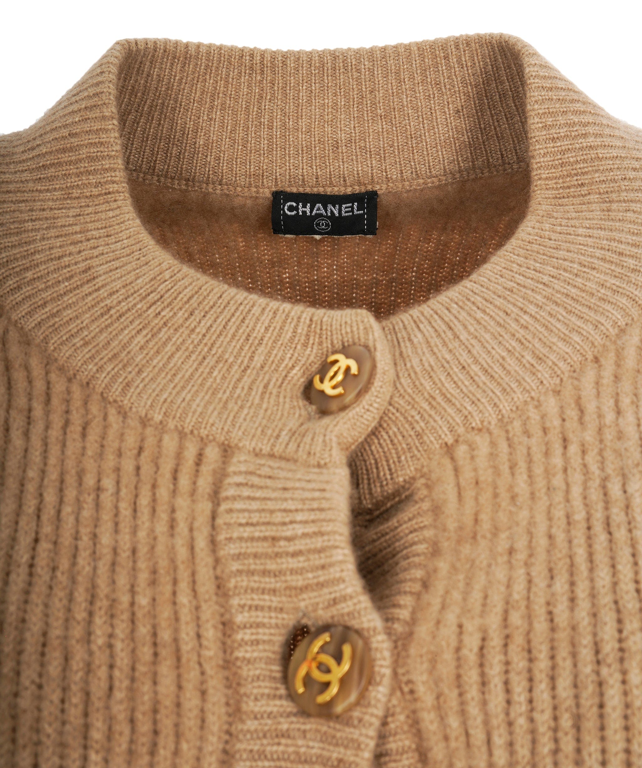 Chanel Chanel CC Buttons Cashmere Cardigan Caramel ASL10432