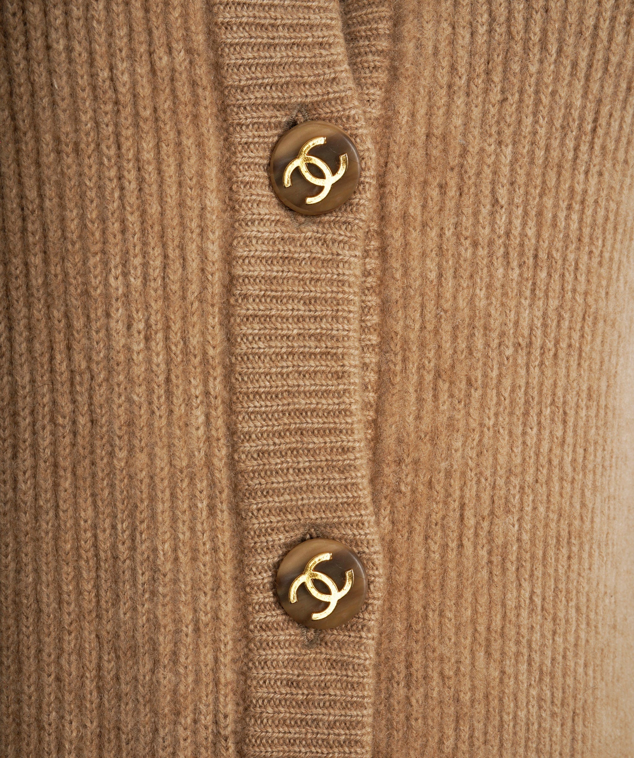 Chanel Chanel CC Buttons Cashmere Cardigan Caramel ASL10432