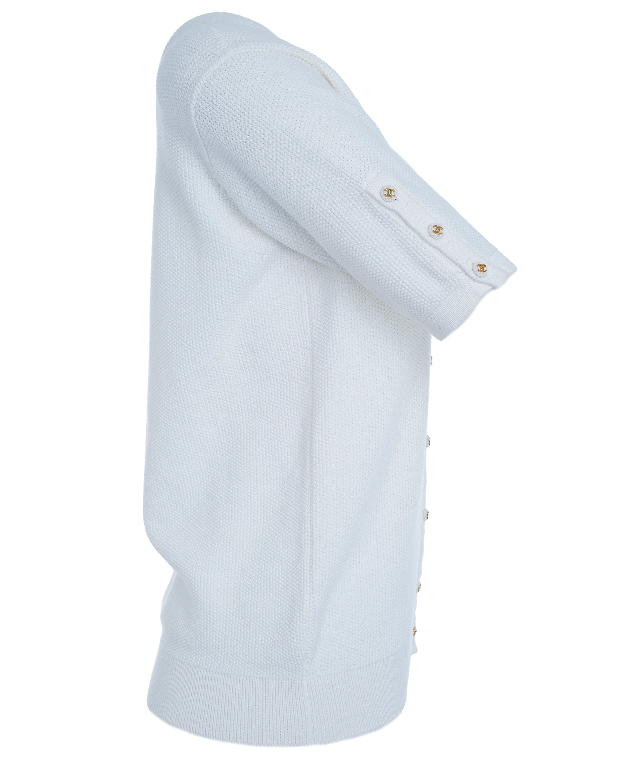 Chanel Chanel CC Buttons Cotton Cardigan White  ASL10677