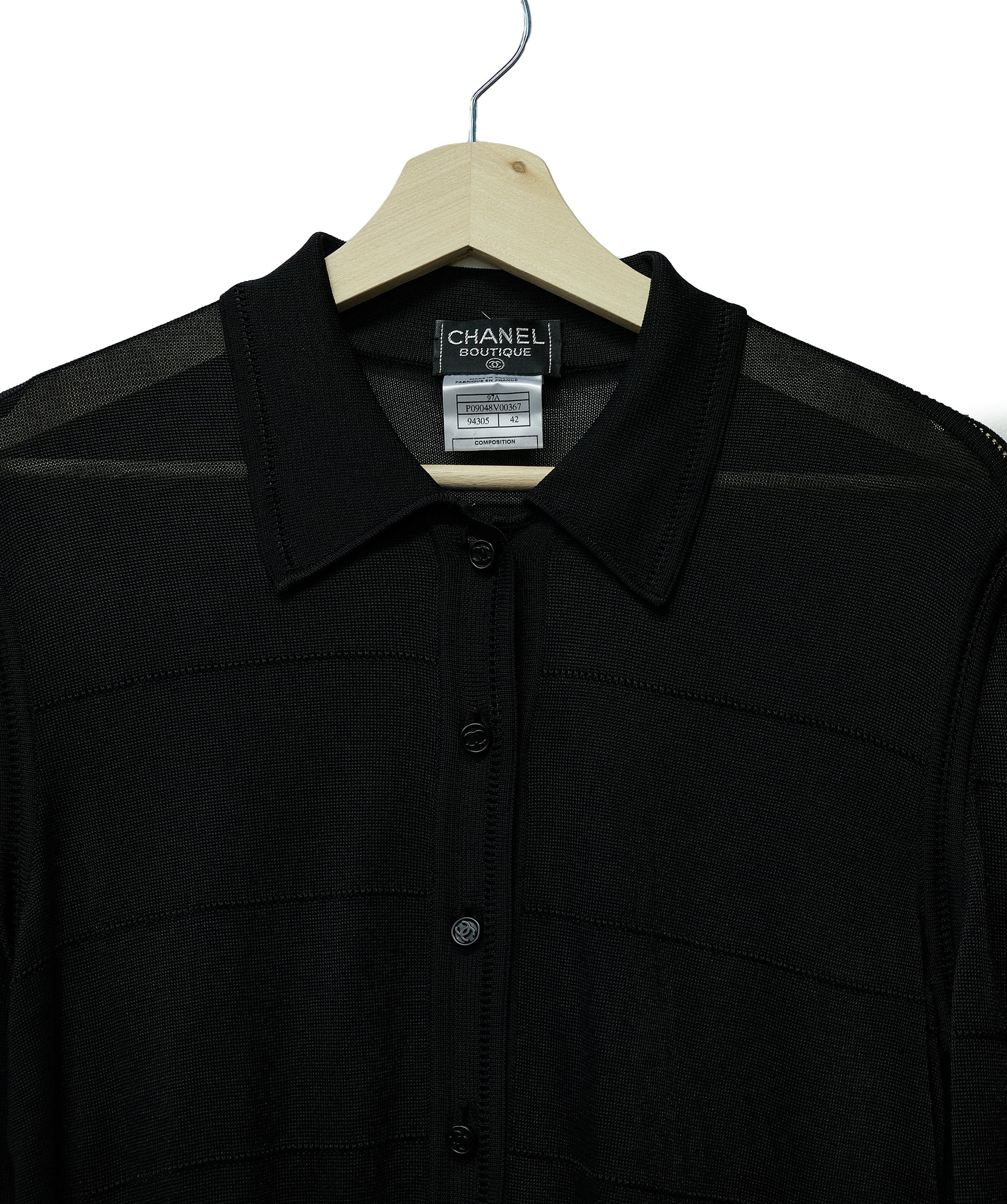 Chanel Chanel CC Buttons See-through Cardigan Black #42 ASL10414