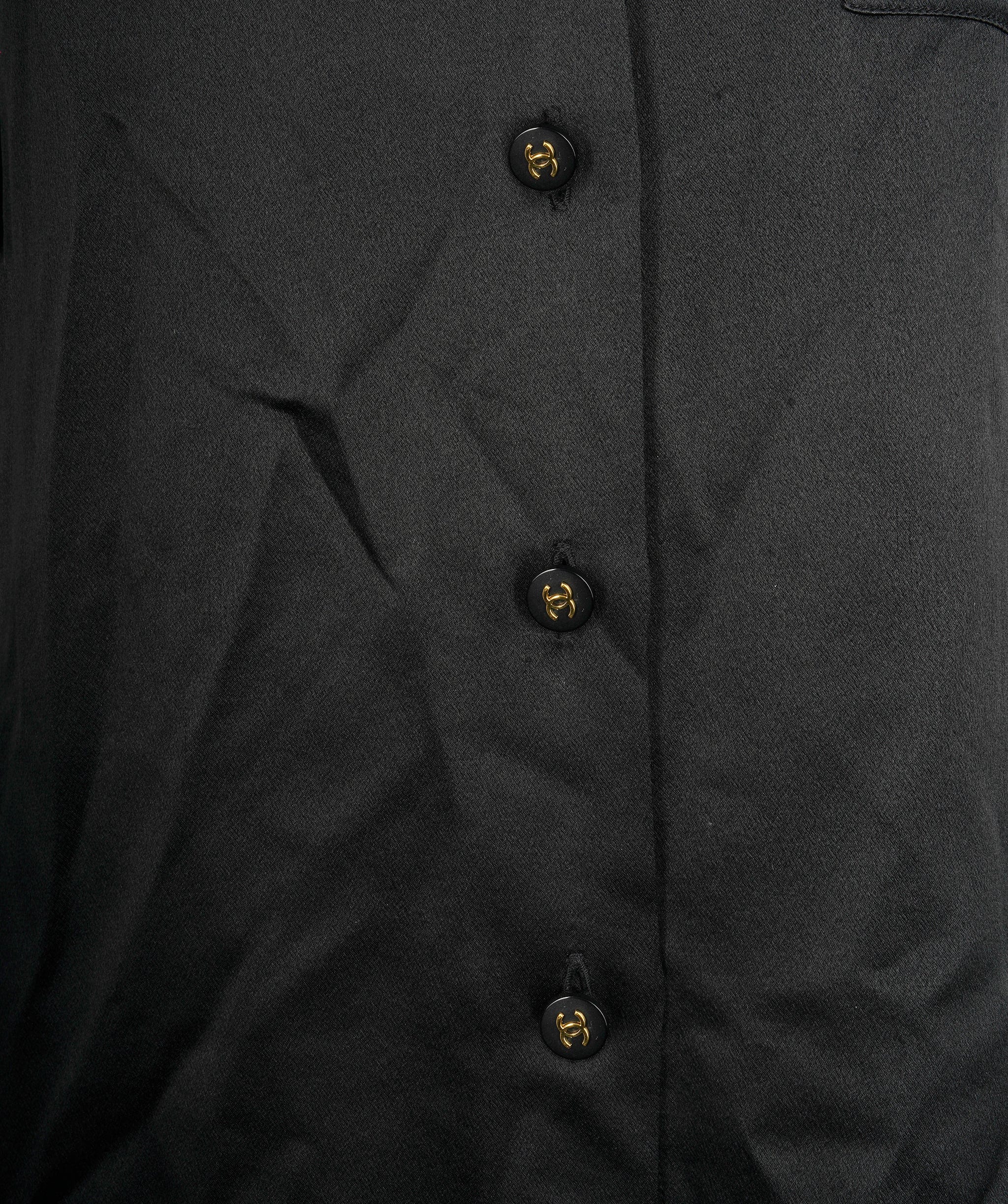 Chanel Chanel CC Buttons Silk Shirt Black ASL10610