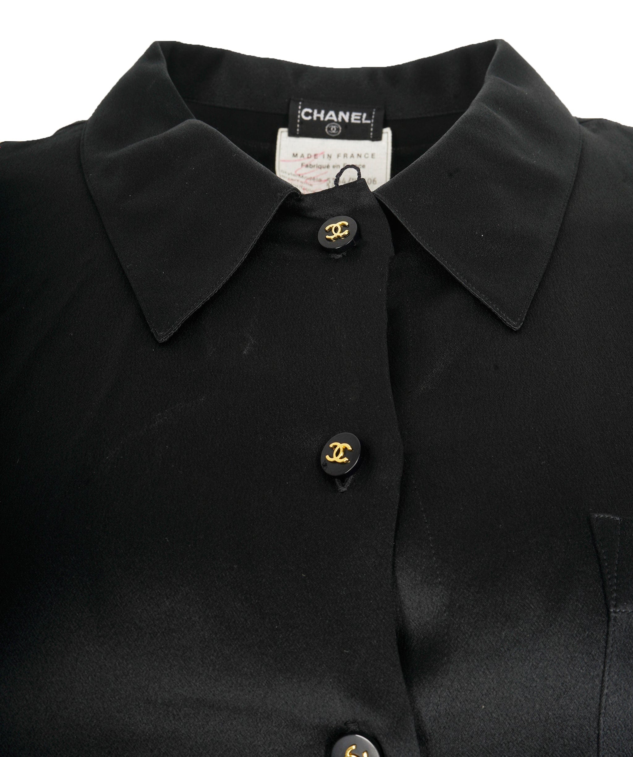 Chanel Chanel CC Buttons Silk Shirt Black ASL10610