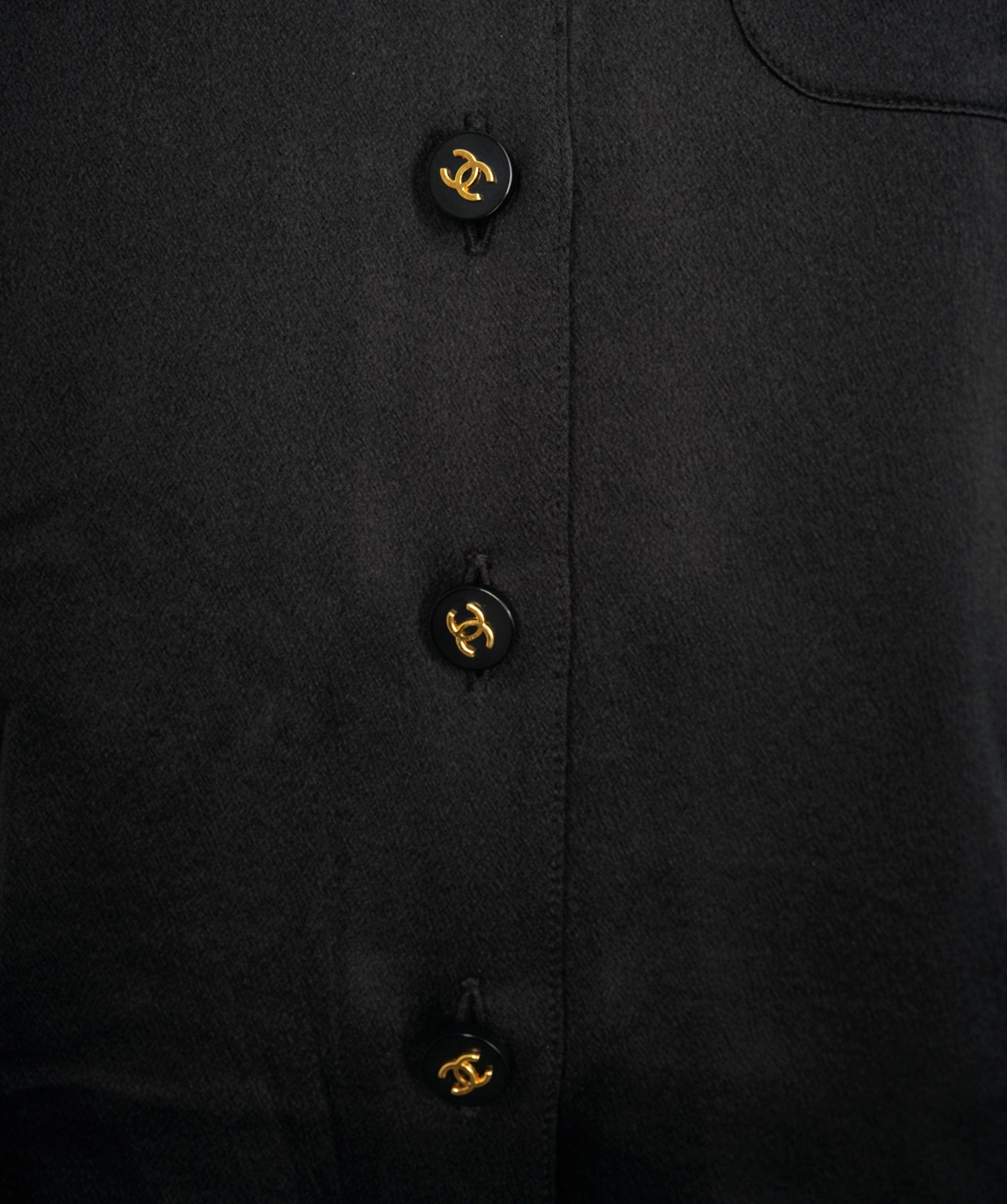 Chanel Chanel CC Buttons Silk Shirt Black  ASL10848