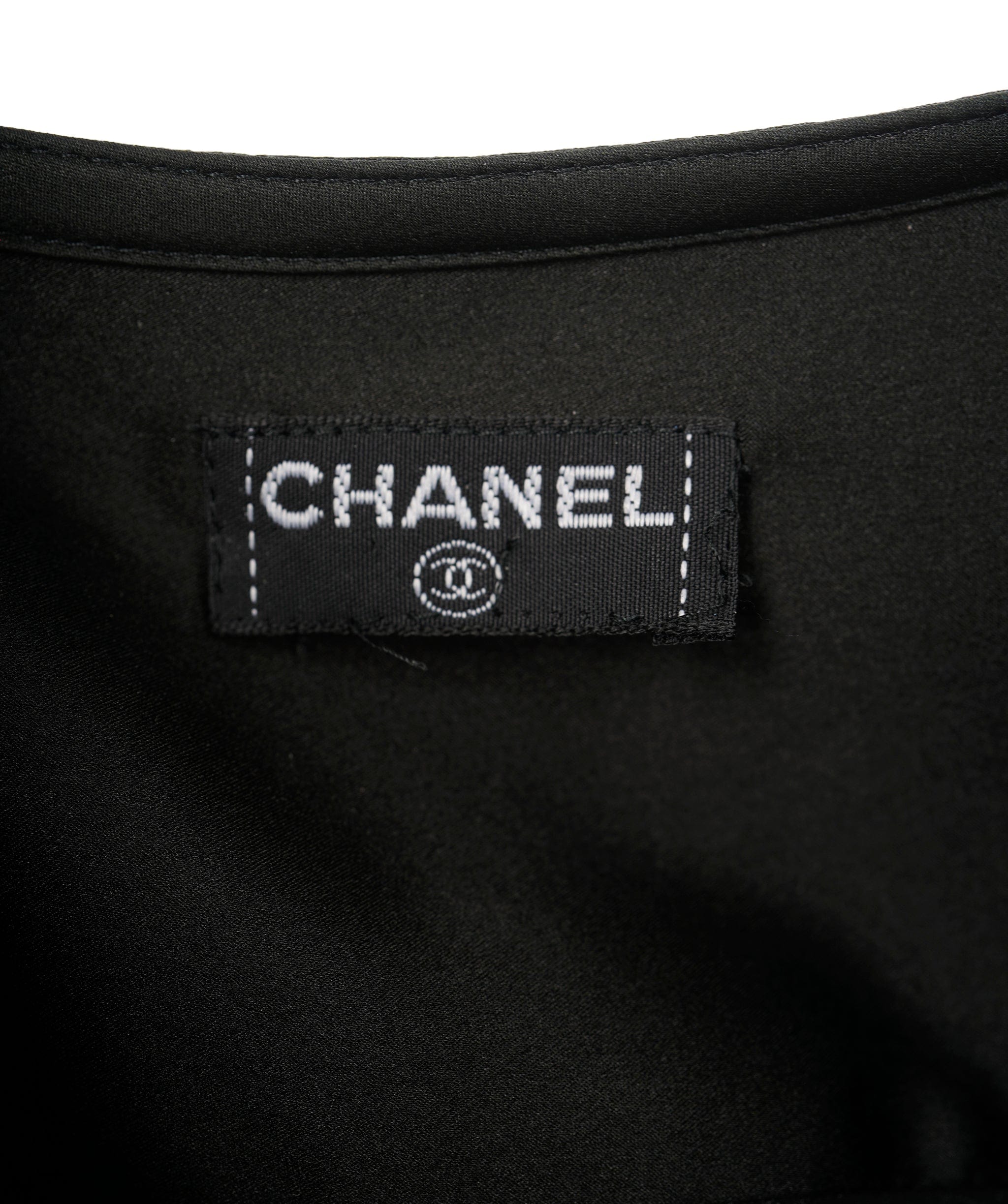 Chanel Chanel CC Buttons Silk Top Black Sleeveless ASL10511