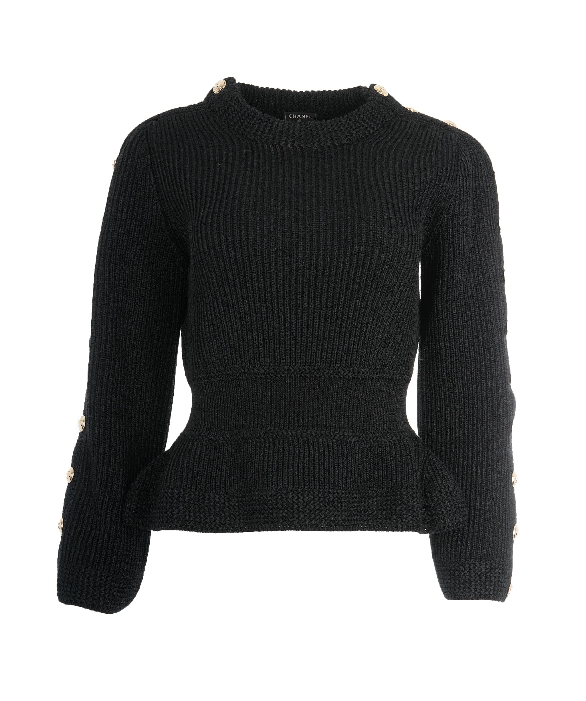 Chanel Chanel CC Coin Black Cable Knit Jumper *From Hannah Stafford Taylors Wardrobe * ALC1424