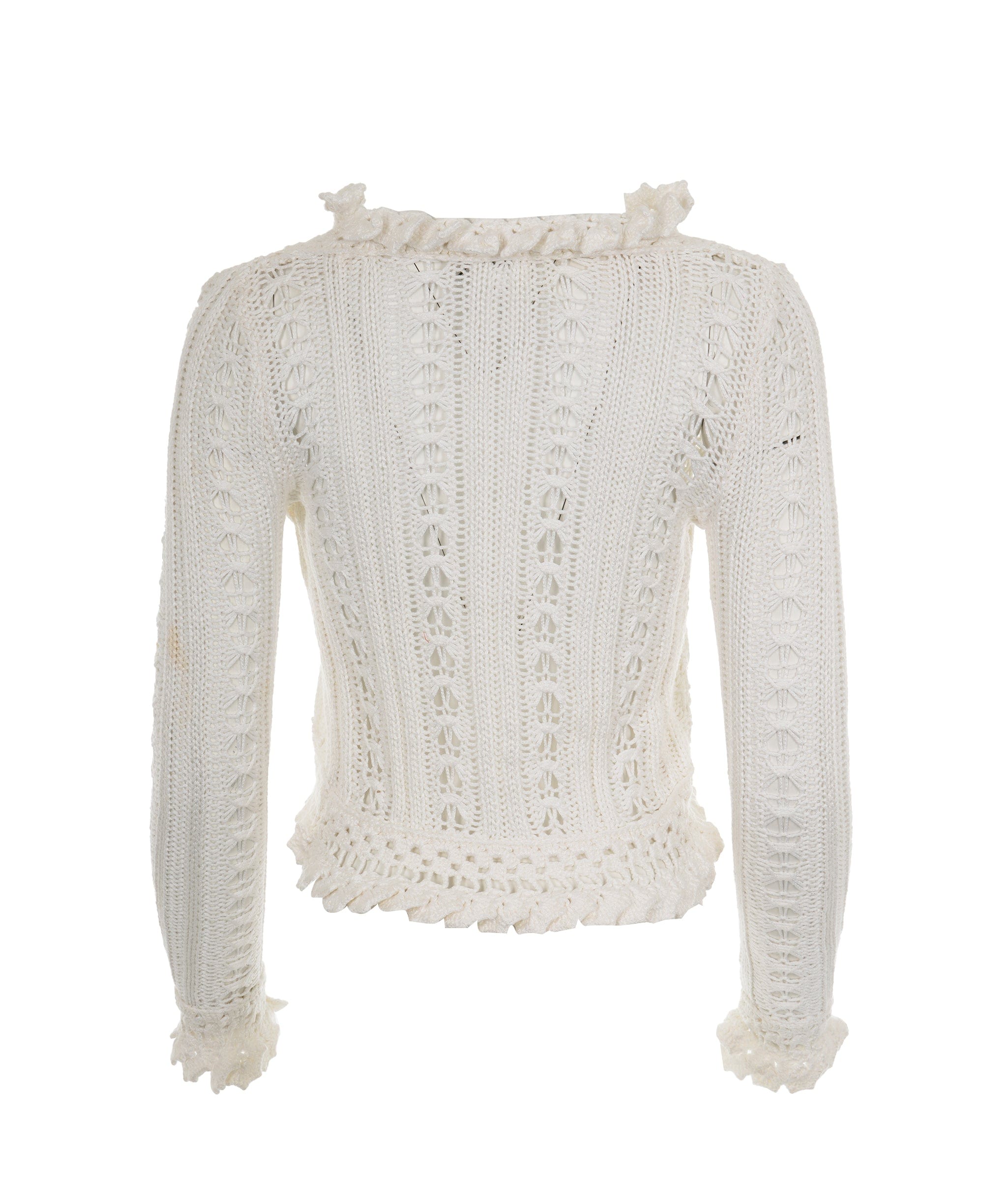 Chanel Chanel CC Crotchet White Cardigan 34  ALL0796