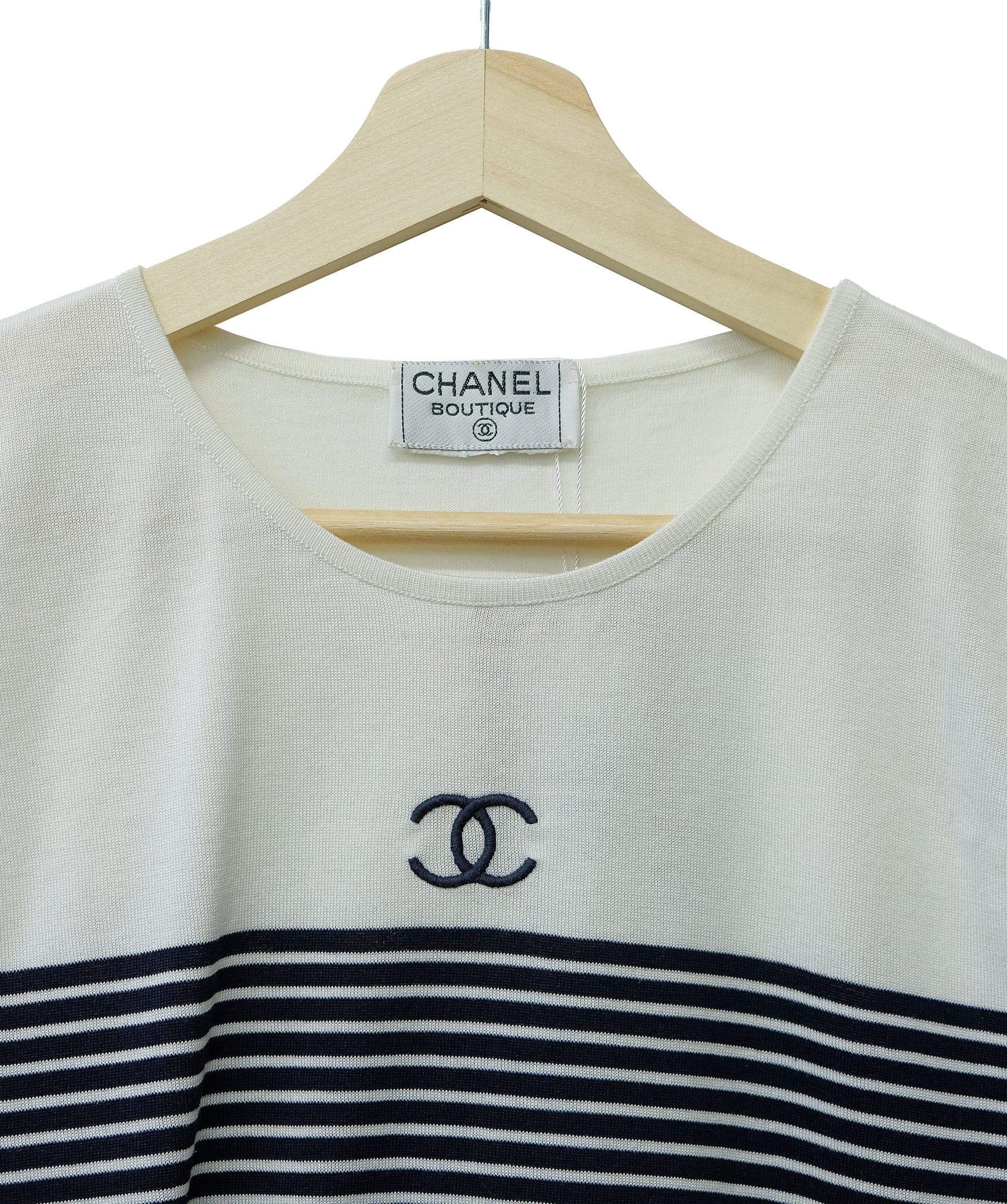 Chanel Chanel CC Marin Stripe Tank Top White  ASL10428