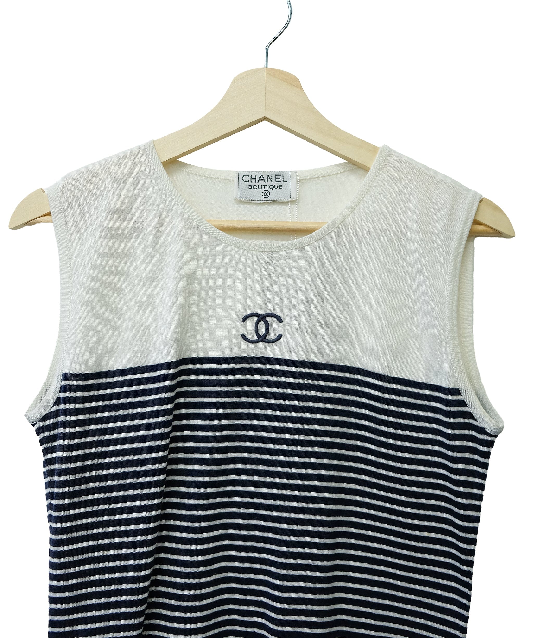 Chanel Chanel CC Marin Stripe Tank Top White  ASL10428