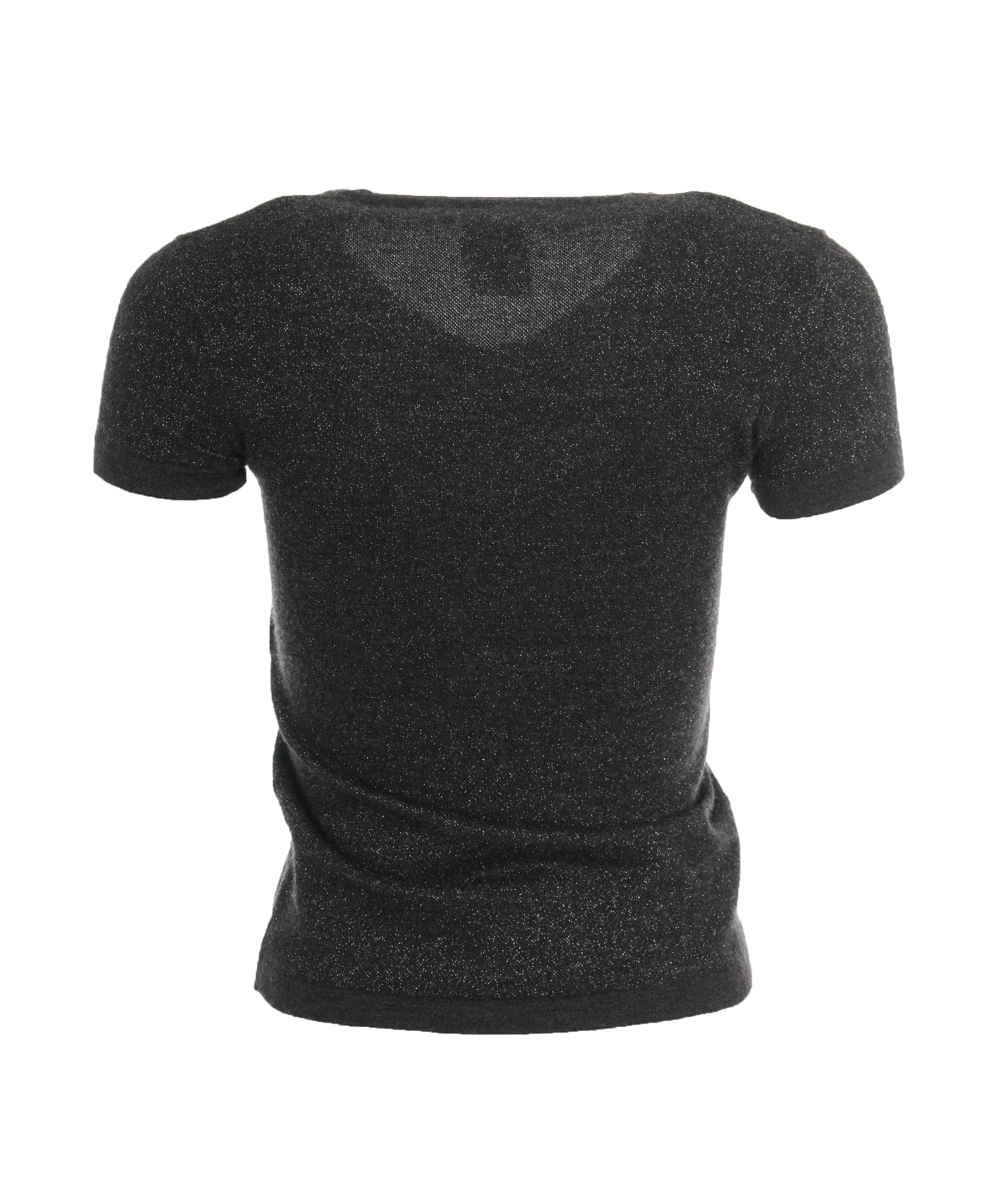 Chanel Chanel CC Pocket Cashmere Top Gray V - Neck DXBS0148