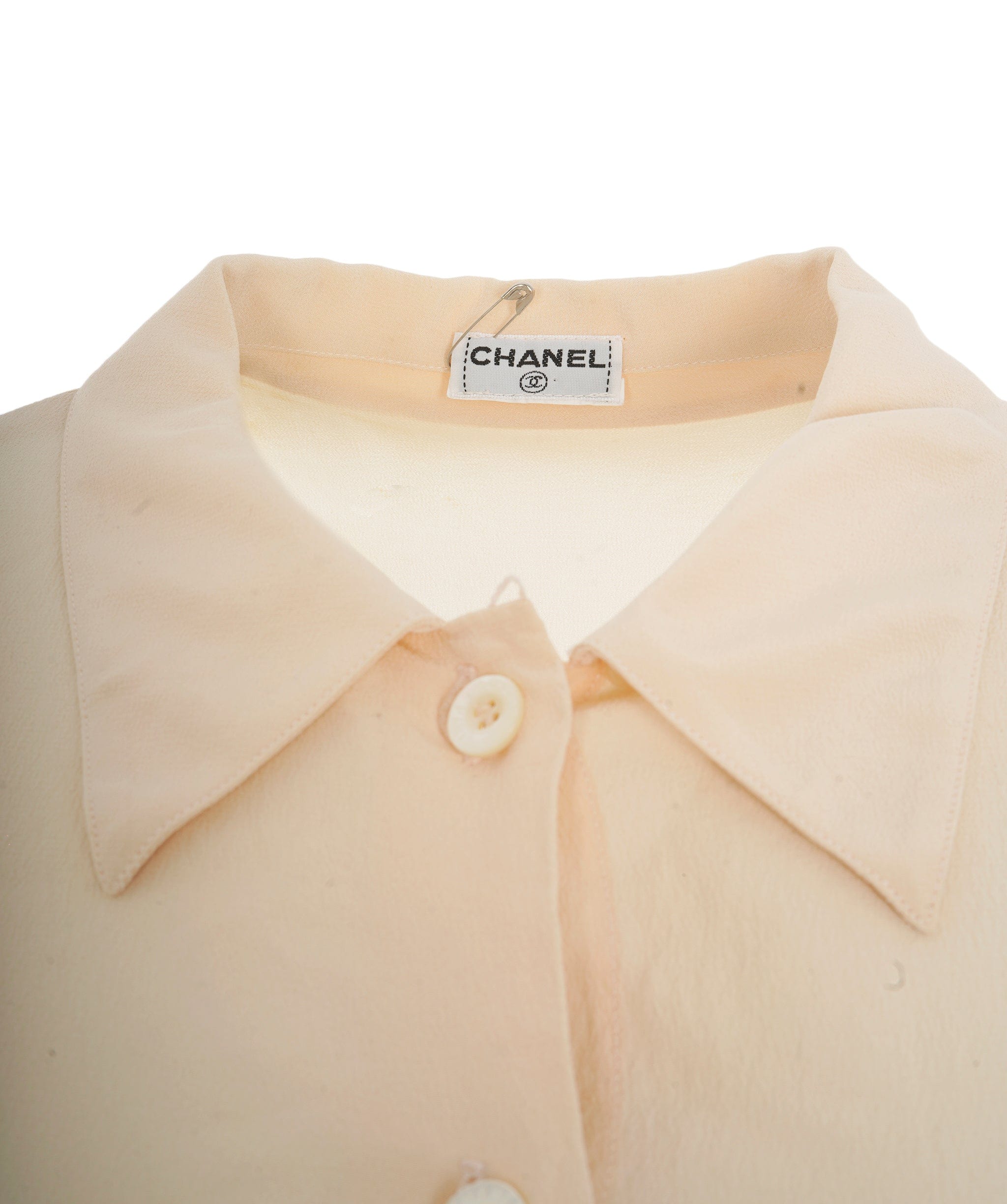 Chanel Chanel CC Pocket Silk Shirt Cream ASL10497