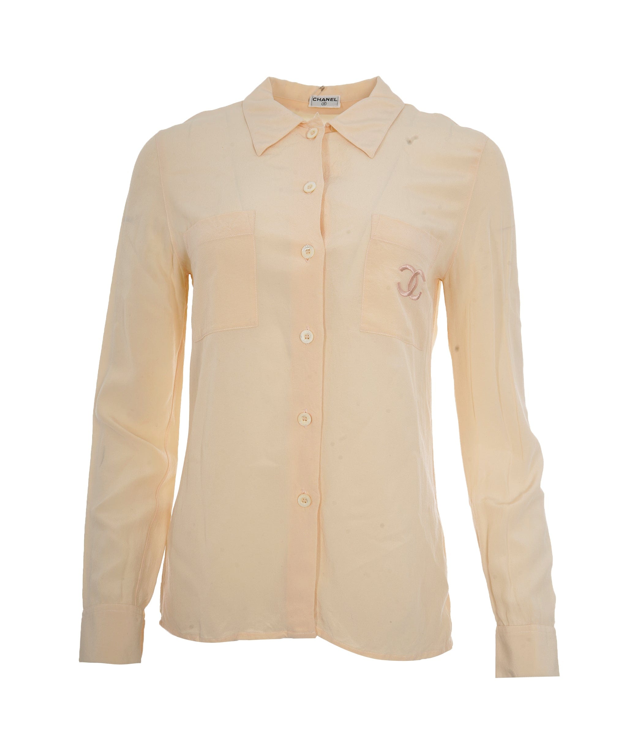 Chanel Chanel CC Pocket Silk Shirt Cream ASL10497