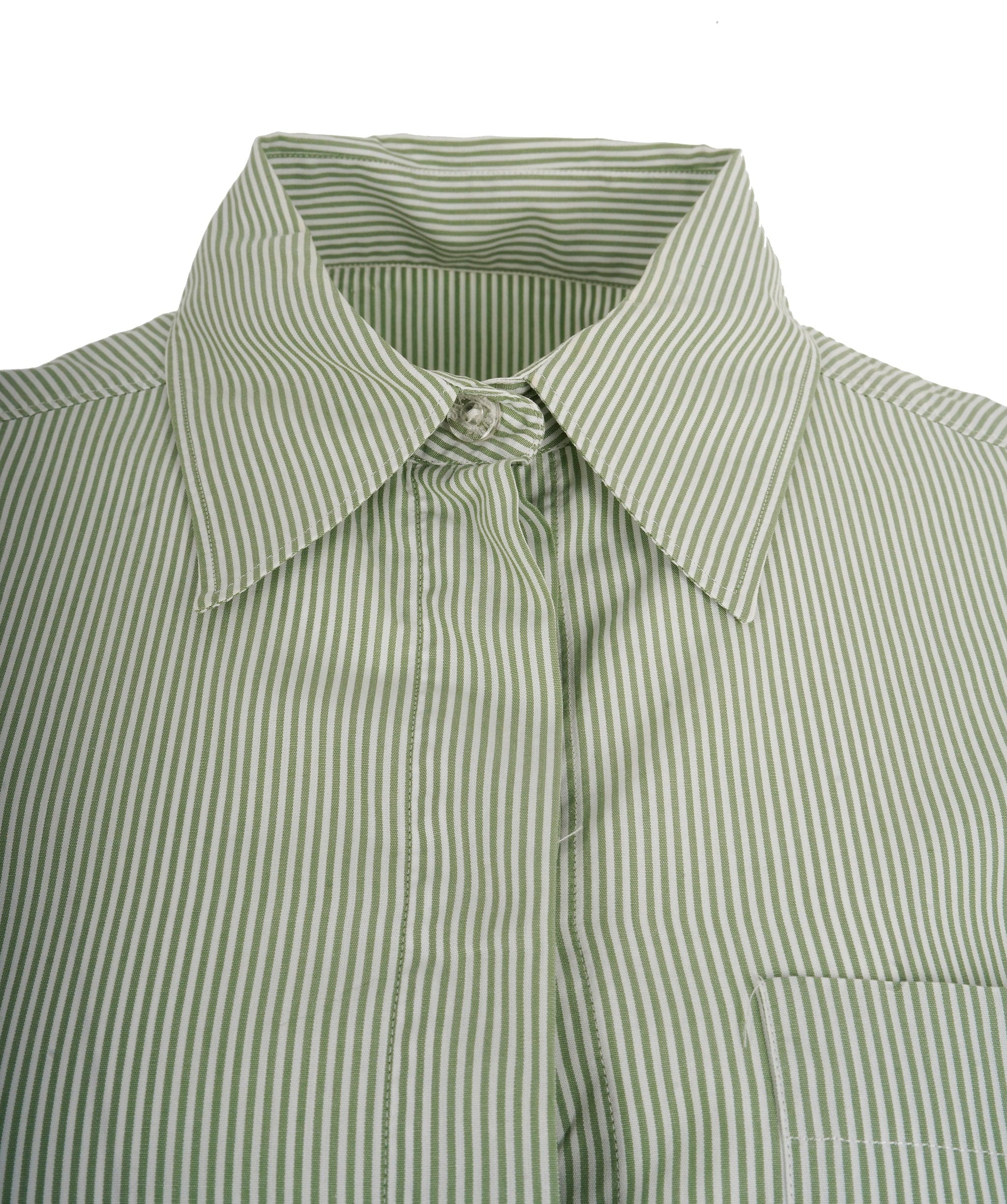 Chanel Chanel CC Pocket Stripe Shirt Green ASL10514