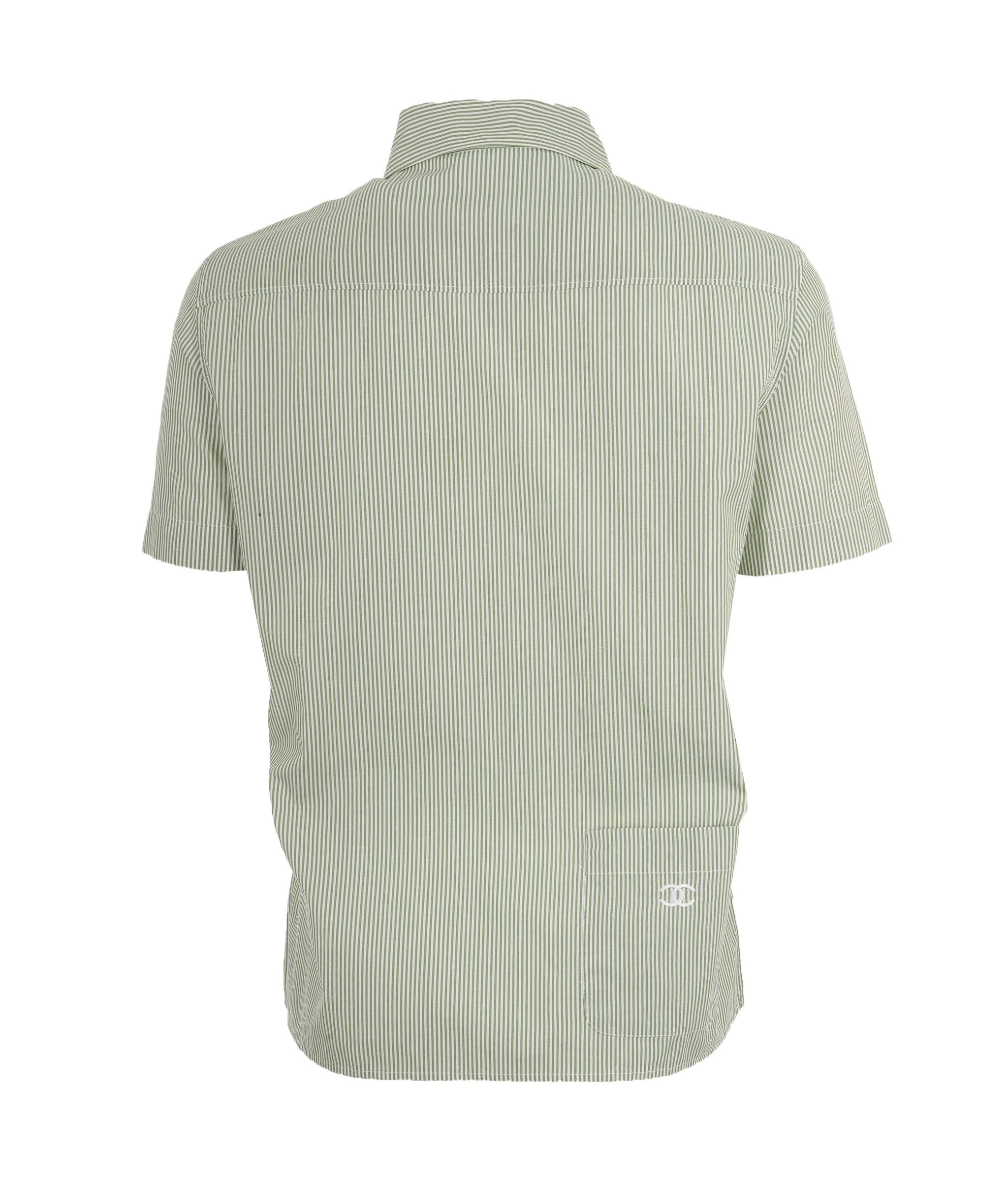 Chanel Chanel CC Pocket Stripe Shirt Green ASL10514