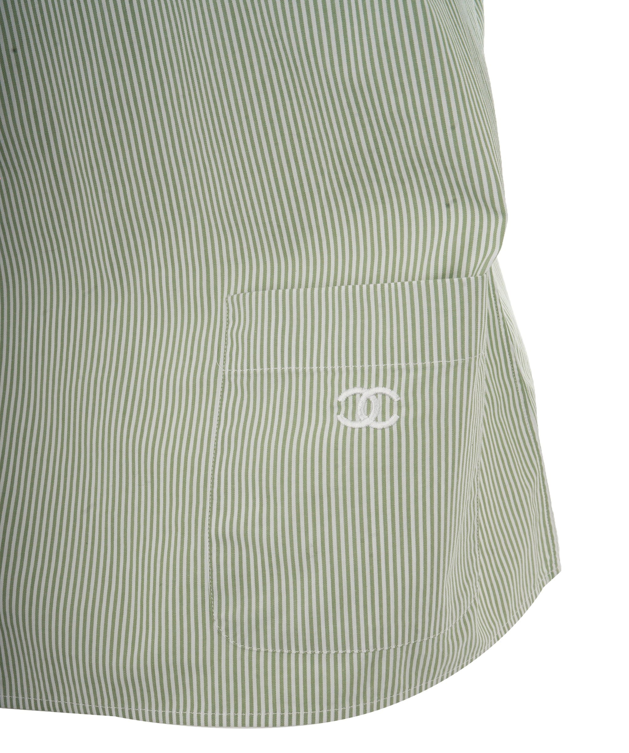 Chanel Chanel CC Pocket Stripe Shirt Green ASL10514