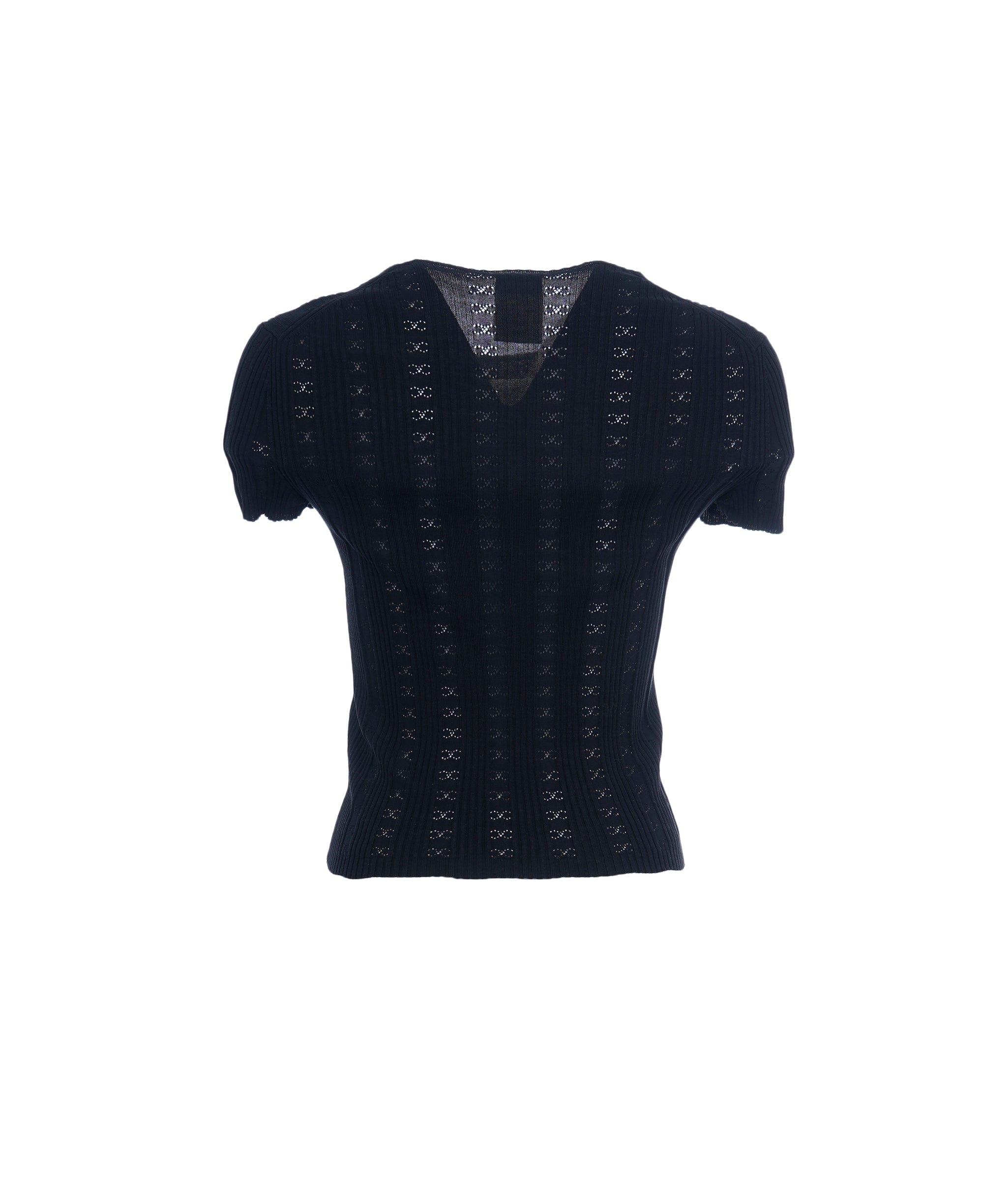 Chanel Chanel CC Rib Knit Top Black ASL10714