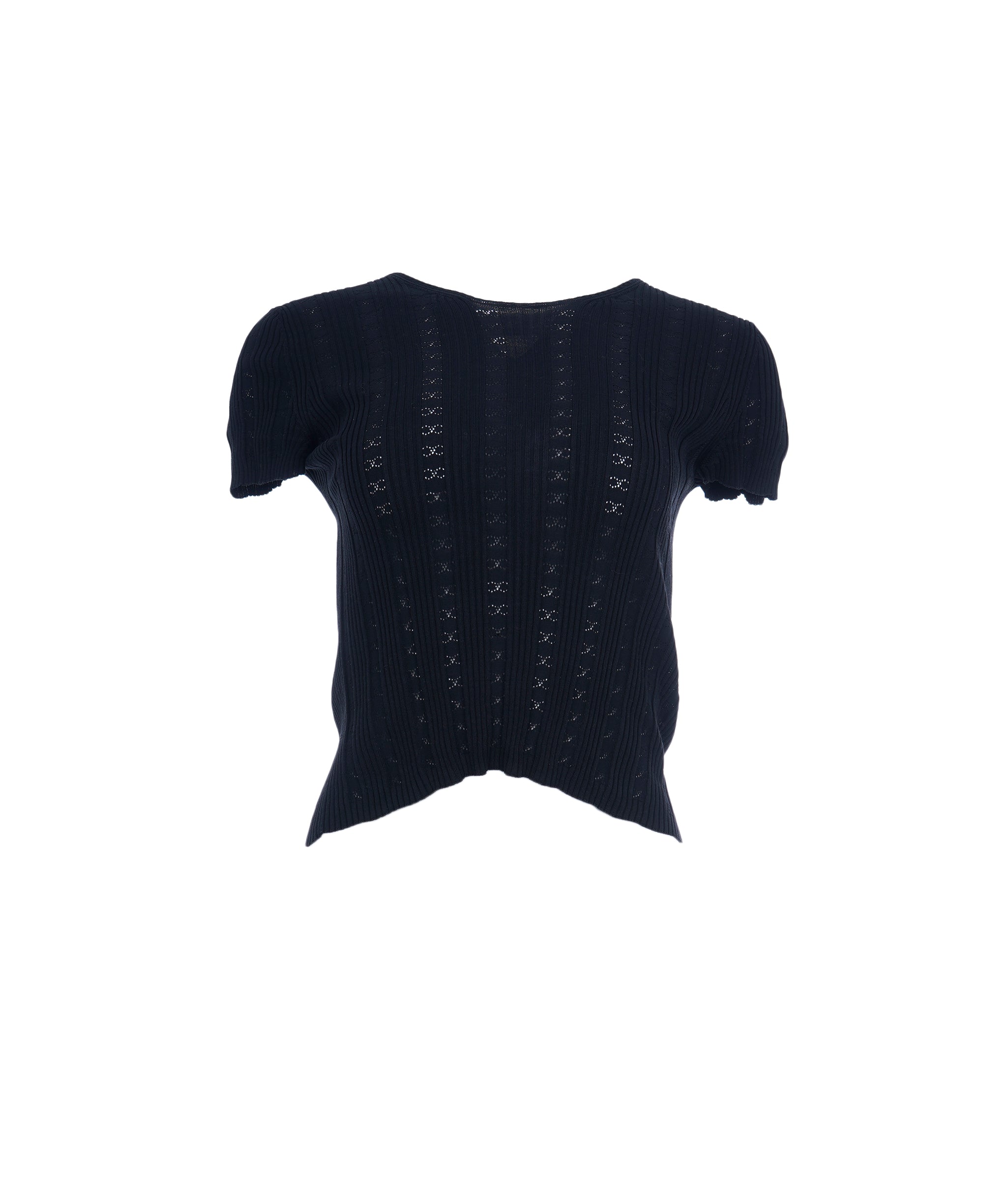 Chanel Chanel CC Rib Knit Top Black ASL10714