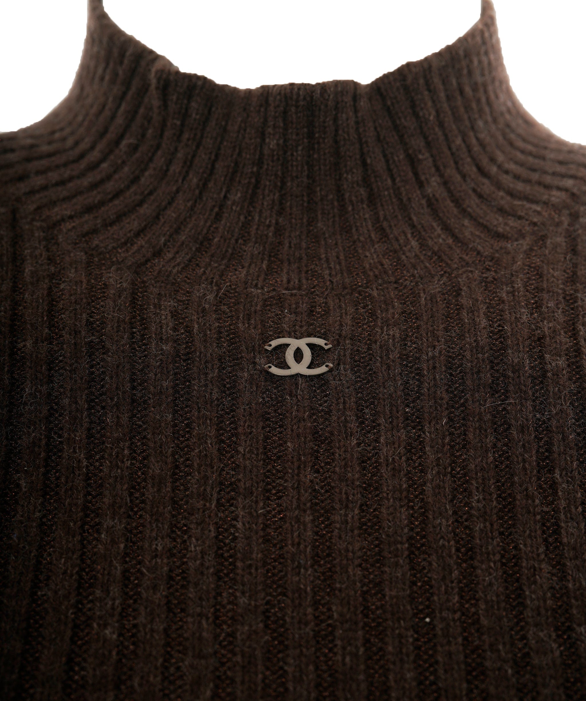 Chanel Chanel CC Ribbed Knit Dress Dark Brown  ASL10587