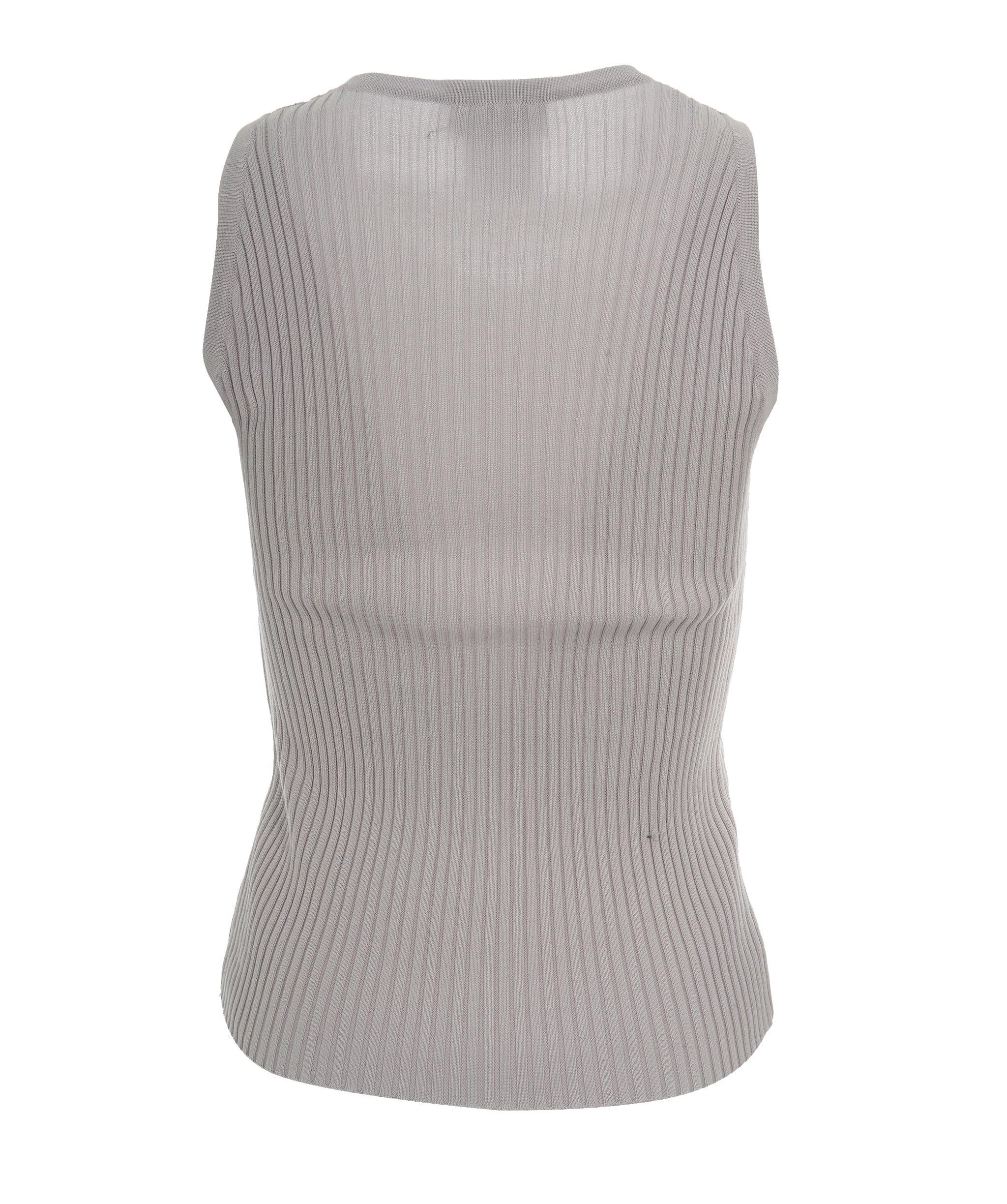 Chanel Chanel CC Ribbed Tank Top Gray V-Neck DXBS0152